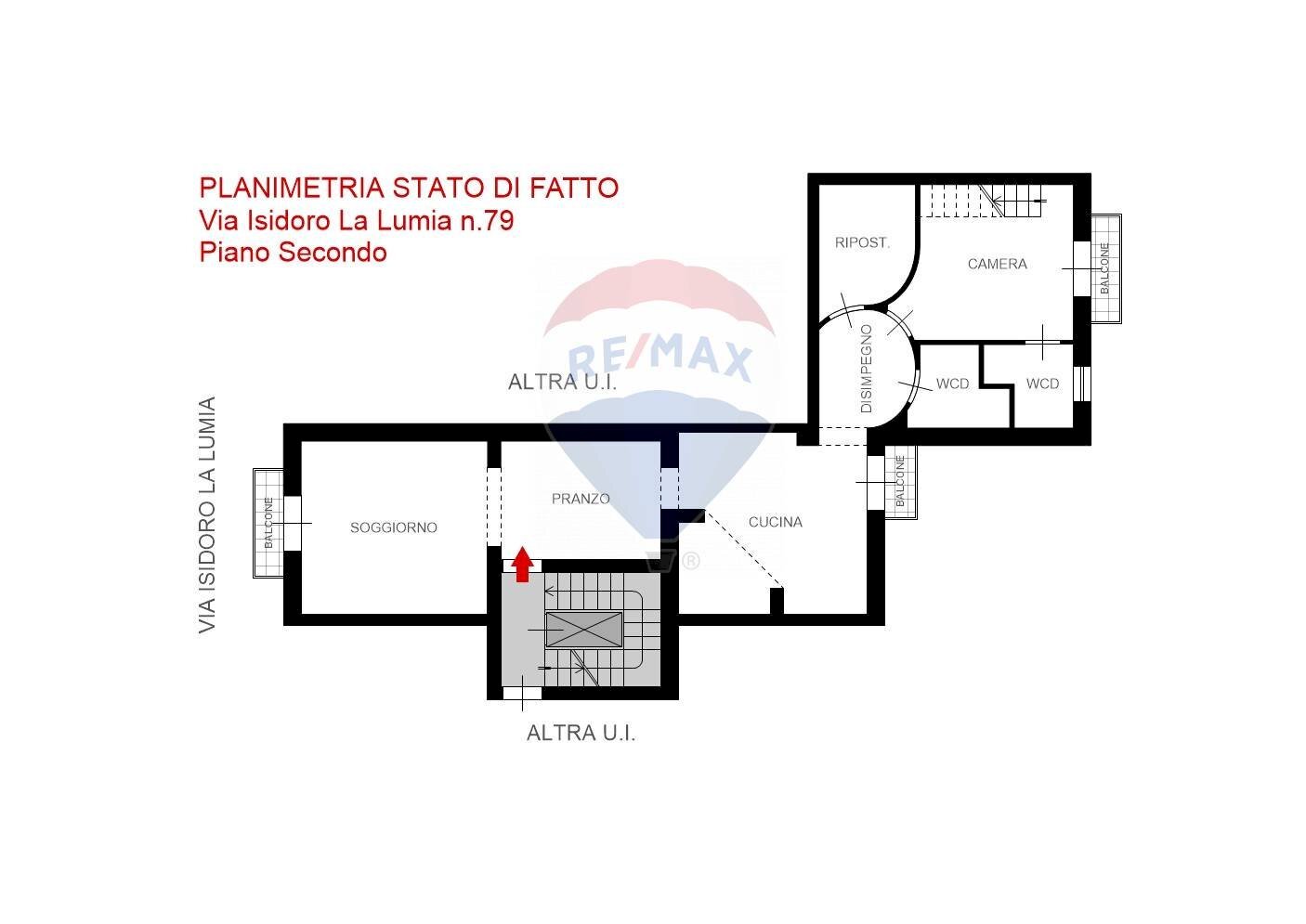 Pianta 2D - Three-room apartment Via Isidoro La Lumia
 
79, Palermo - floor plans 1