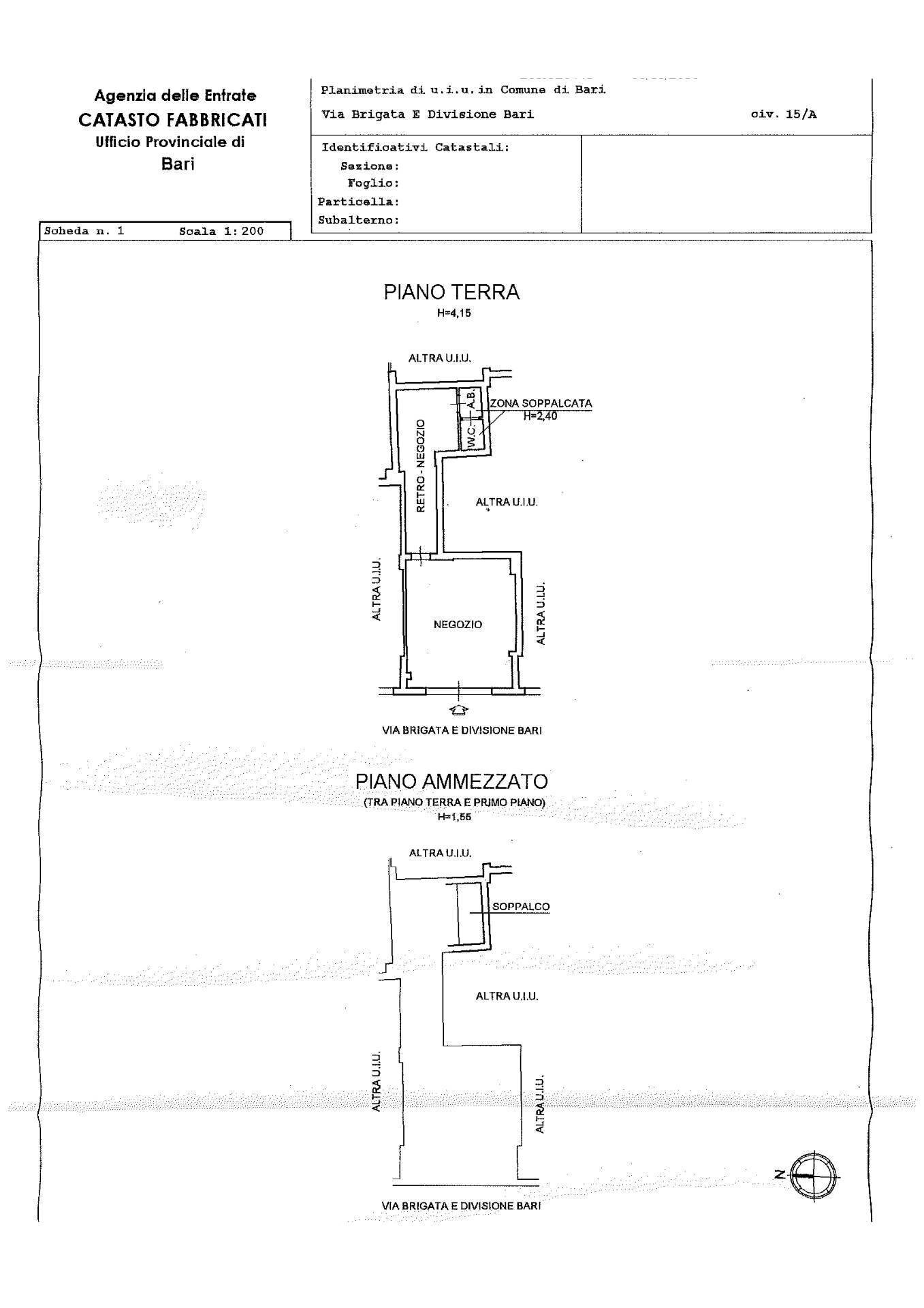 Foto 3 - Locale Commerciale Via Brigata E Divisione Bari
 
15/A, Bari - planimetria 1