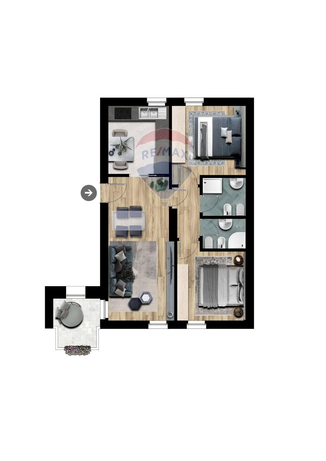 Pianta 3D - Trilocale Viale Fulvio Testi
 
210, Milano - planimetria 1