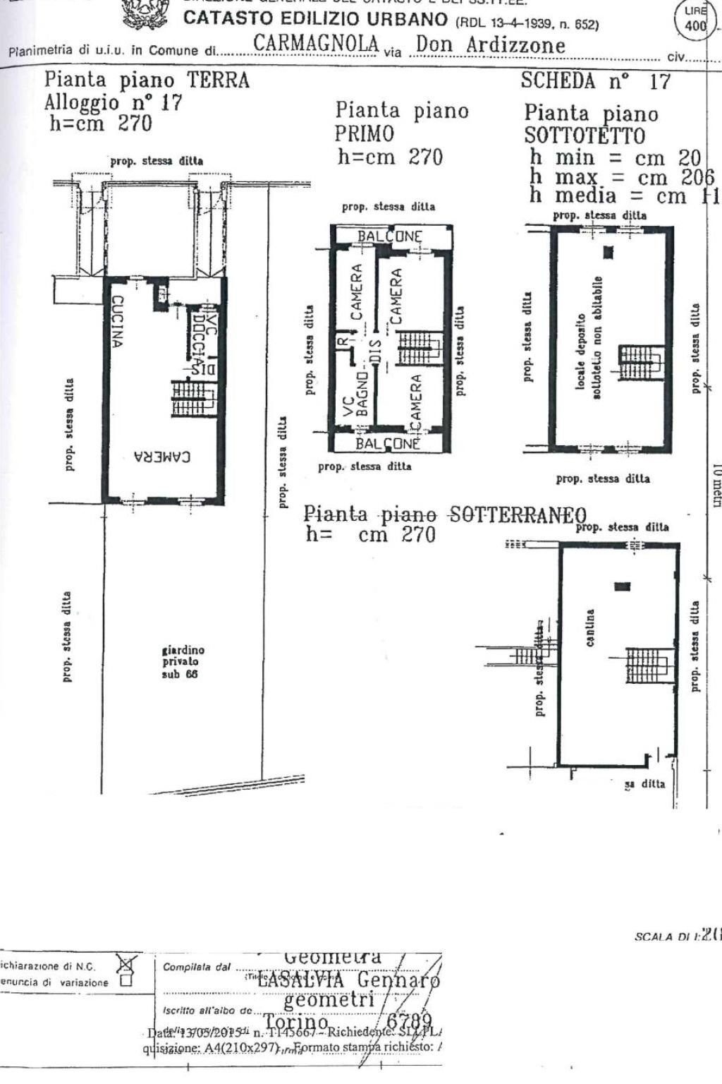 Villa a Schiera via Don Giulio Ardizzone, 38, Carmagnola - planimetria 1