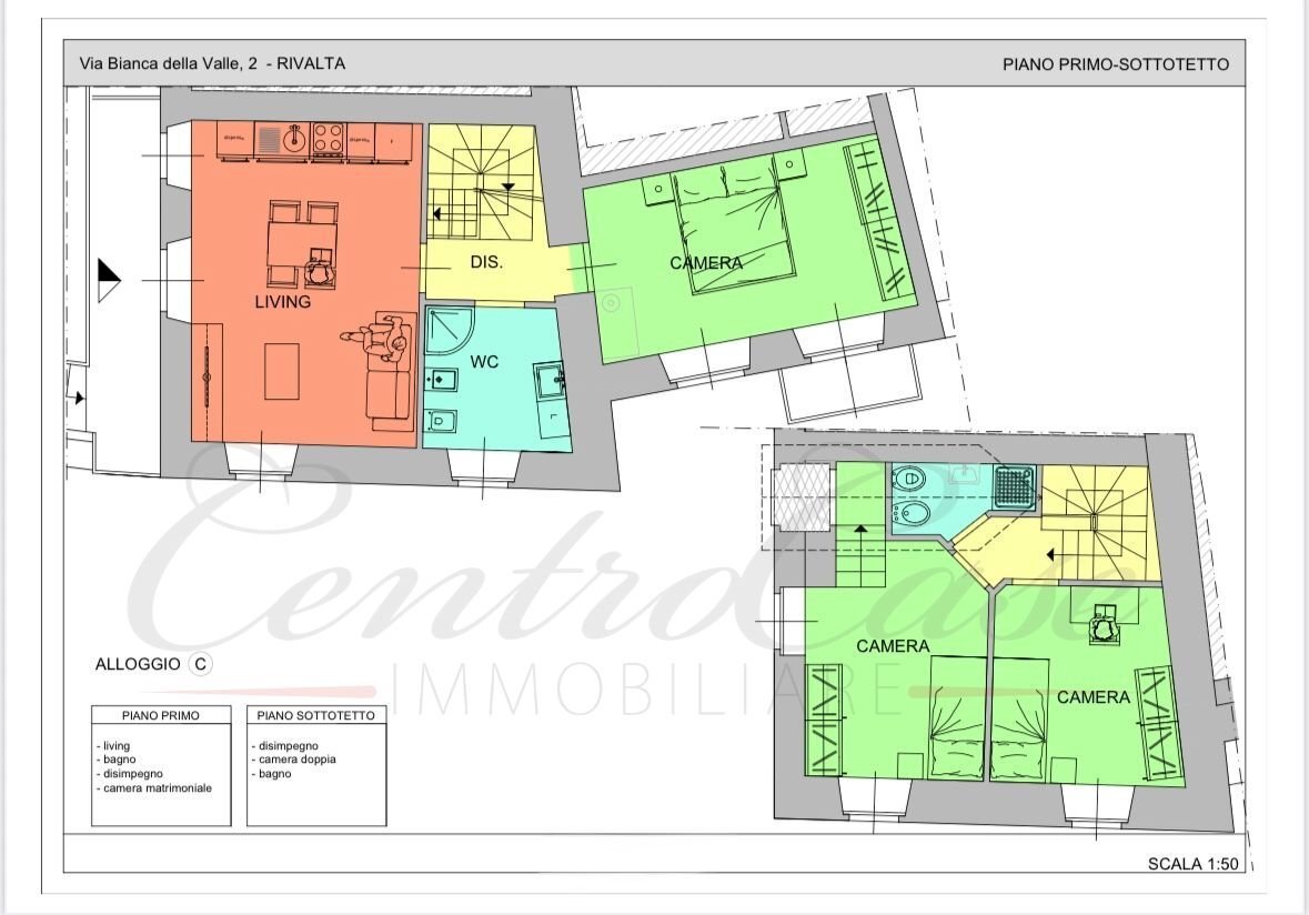 Four-room apartment via Bianca della Valle, 2, Rivalta di Torino - floor plans 1