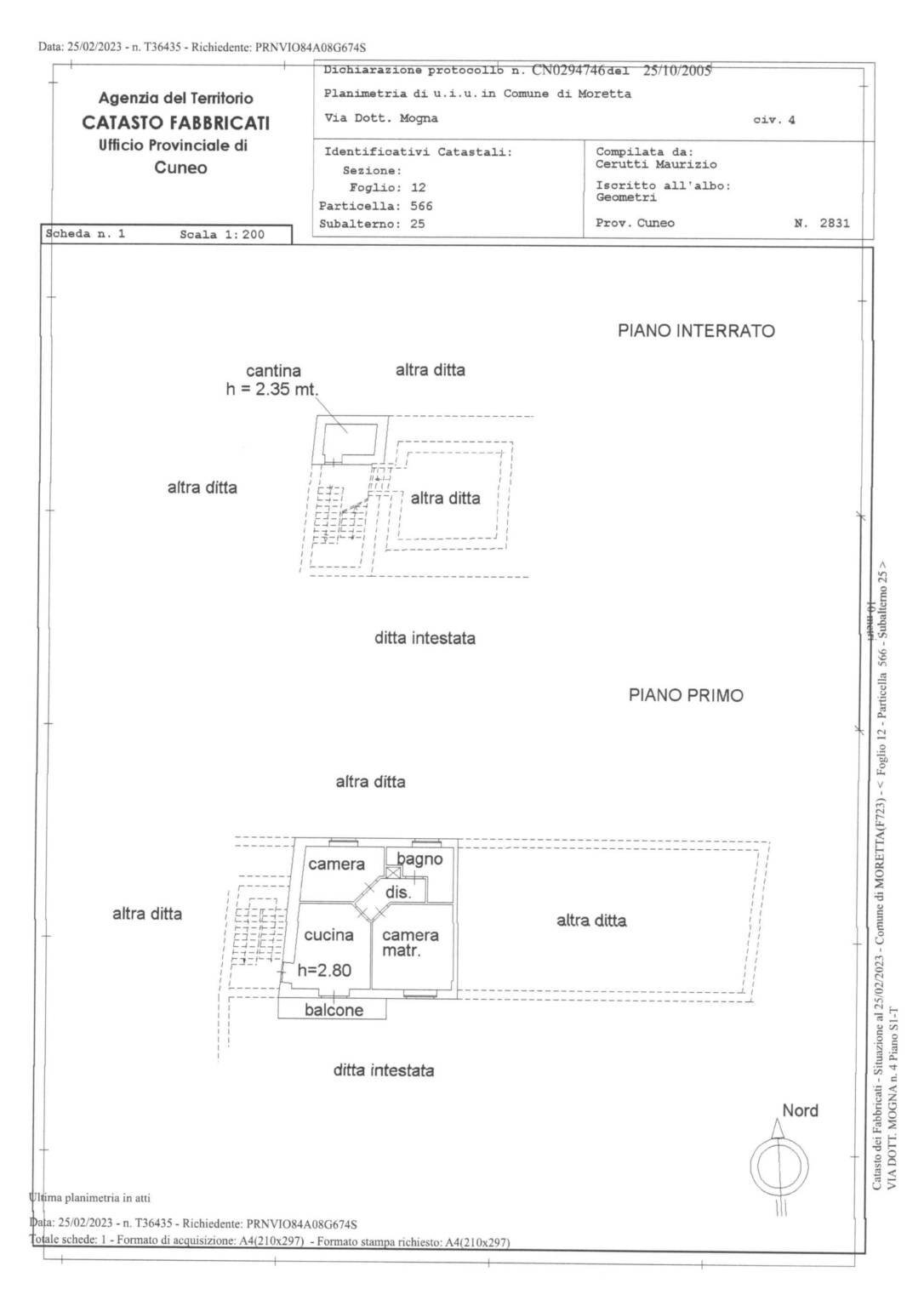 Trilocale via Dottor Giuseppe Mogna, 4, Moretta - planimetria 1
