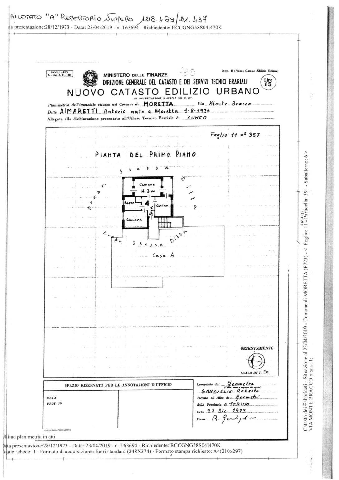 Trilocale via Monte Bracco, 15, Moretta - planimetria 1