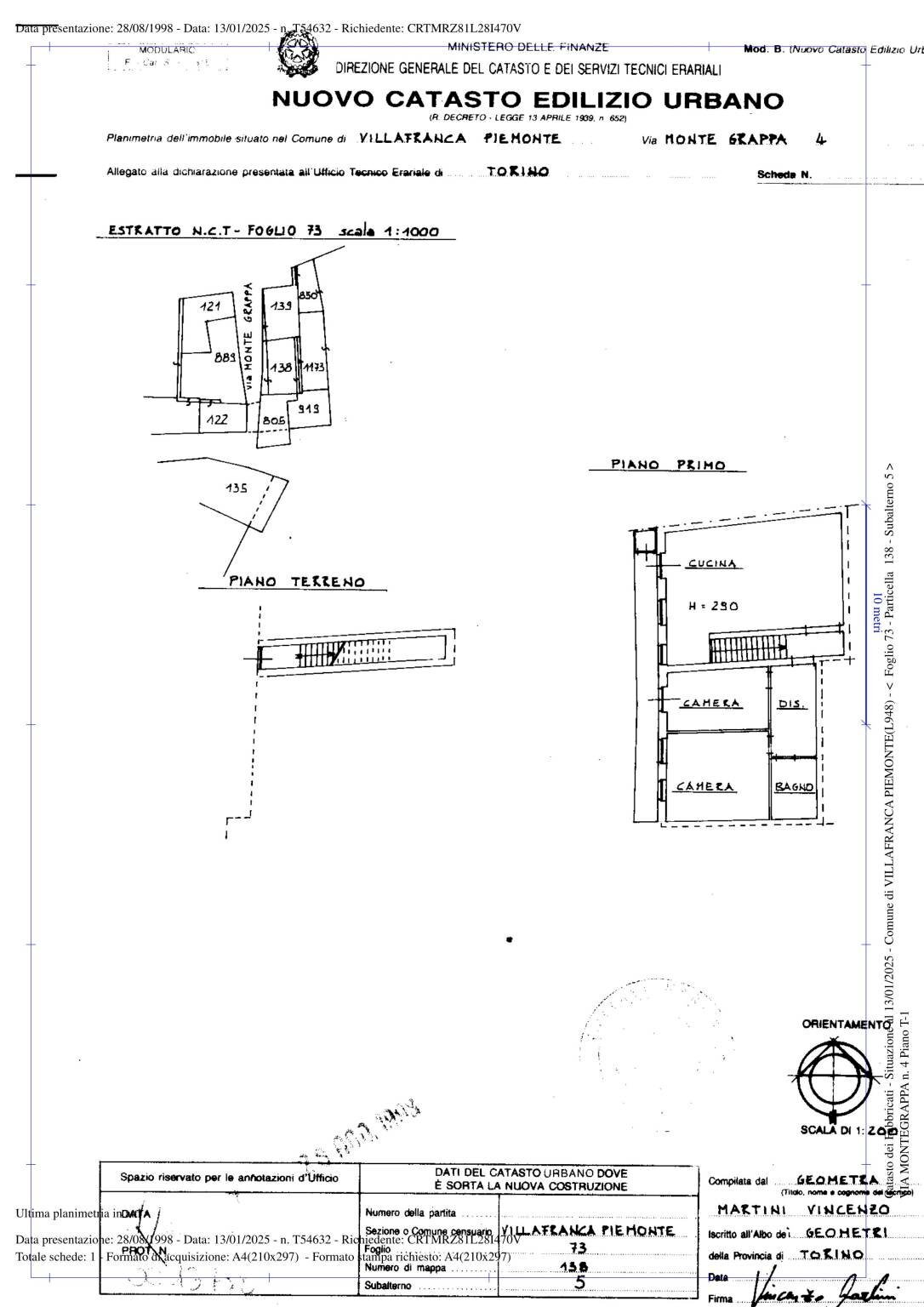 Trilocale via Montegrappa, 4, Villafranca Piemonte - planimetria 1