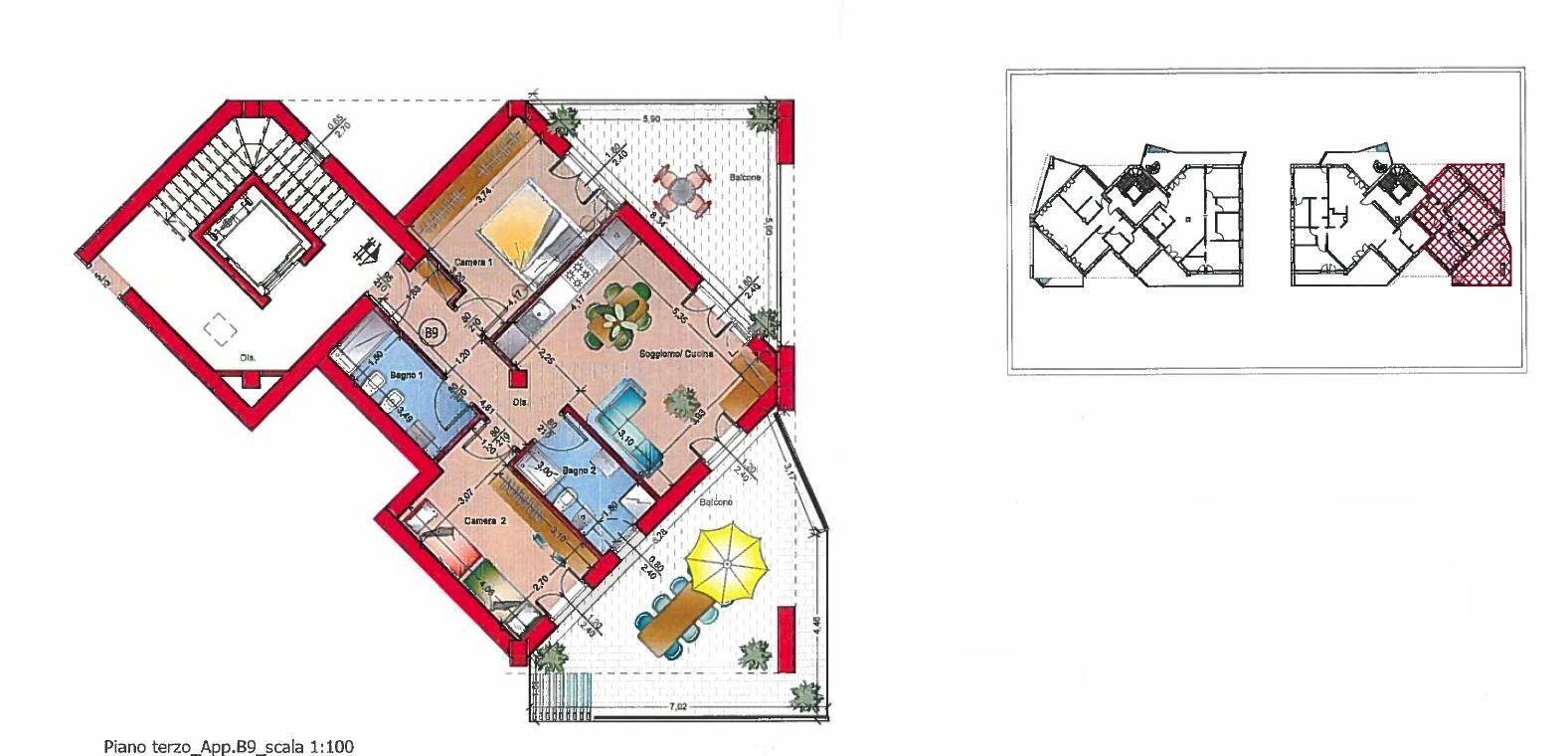 Foto 4 - Trilocale Via Cattaneo, Gallarate - planimetria 1