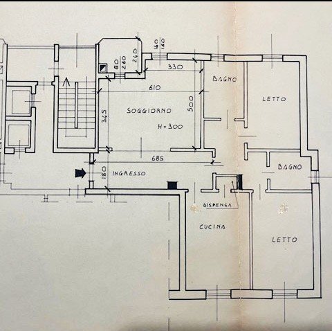 Three-room apartment via dei Salici, 7c, Cesano Boscone - floor plans 1