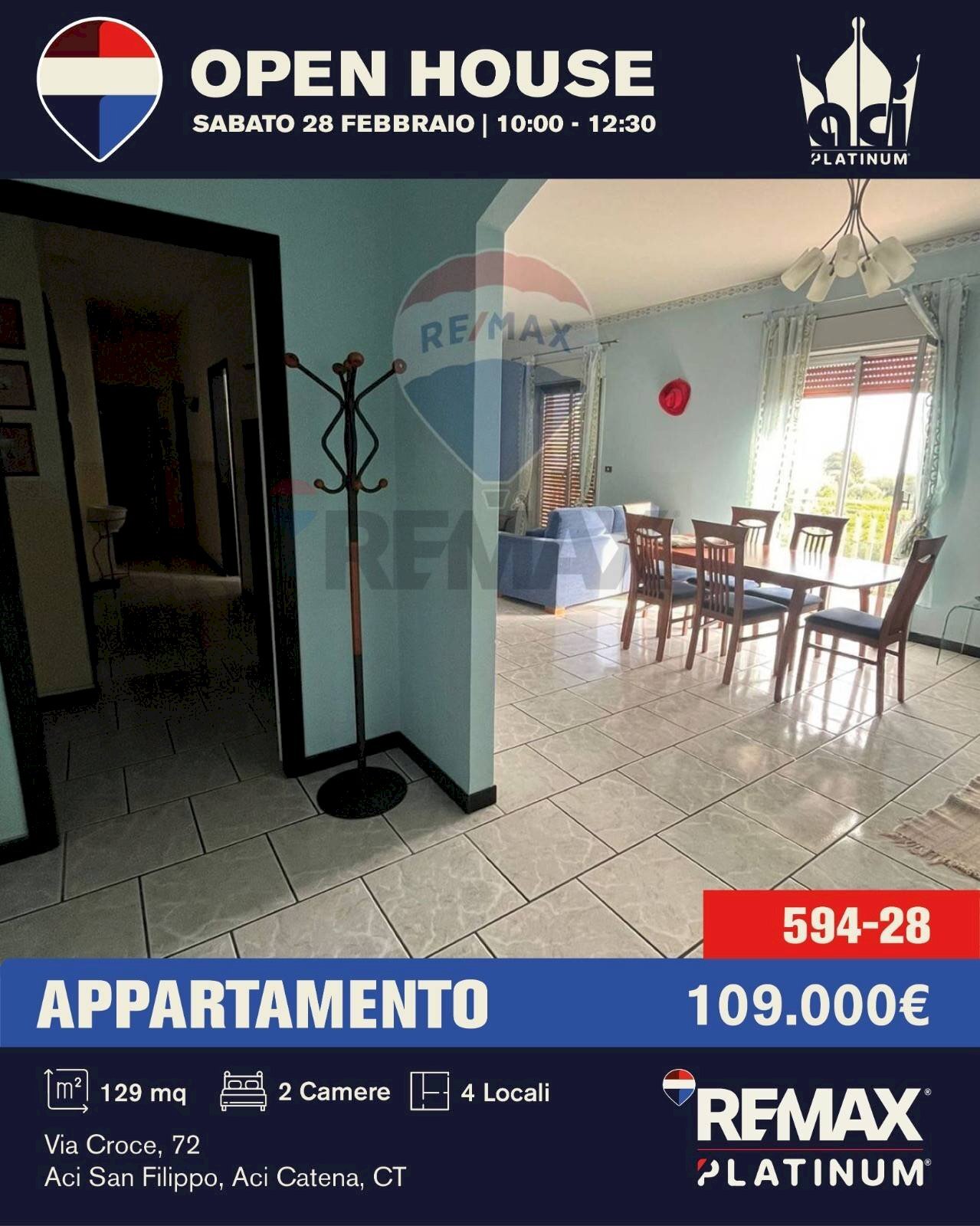 Sala da pranzo - Quadrilocale Via Croce
 
72, Aci Catena - foto 1