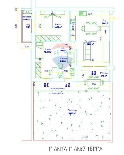 Pianta 2D - Trilocale Azzano San Paolo - planimetria 1
