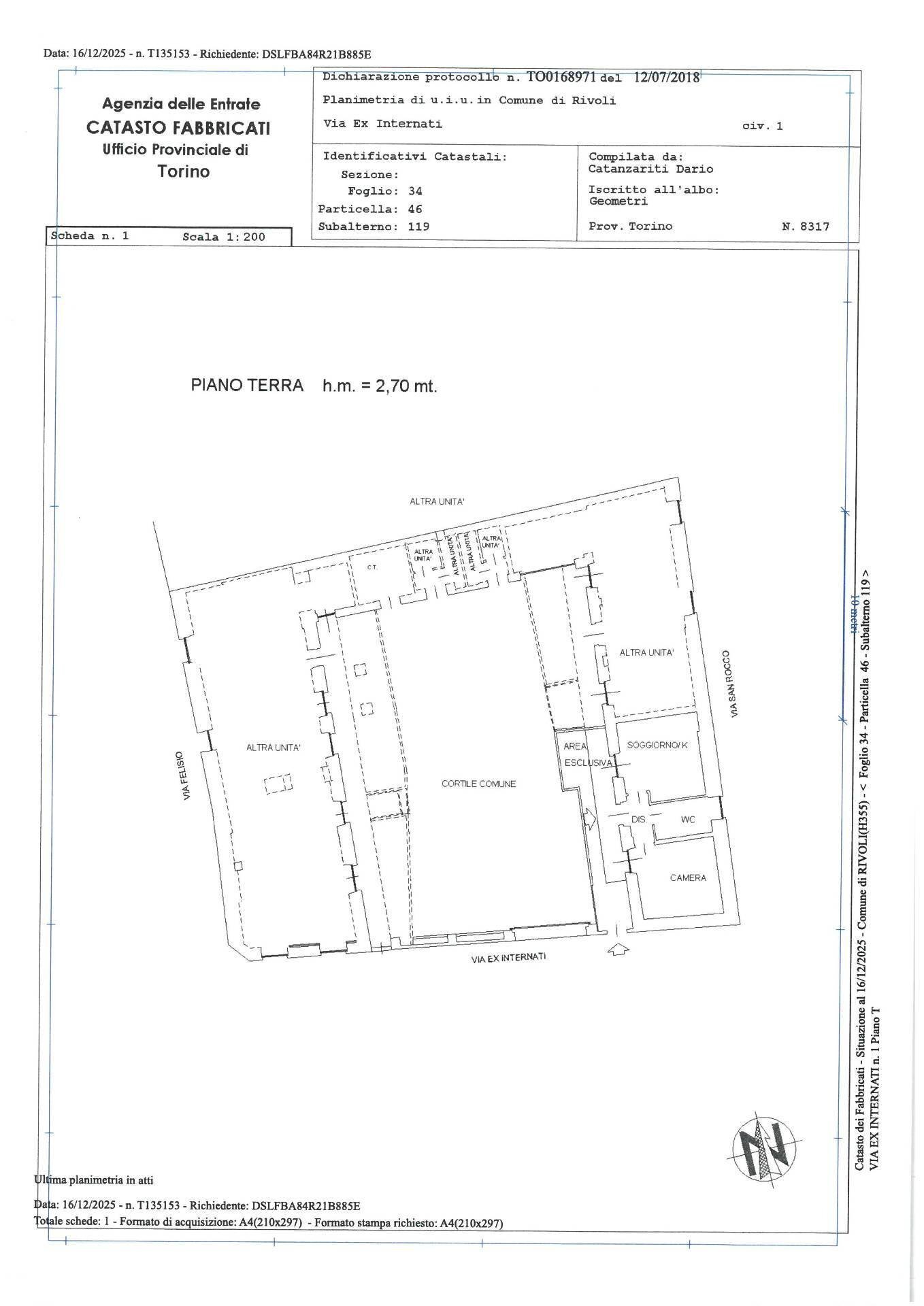 Foto 46 - Bilocale Via Ex Internati
 
1, Rivoli - planimetria 1