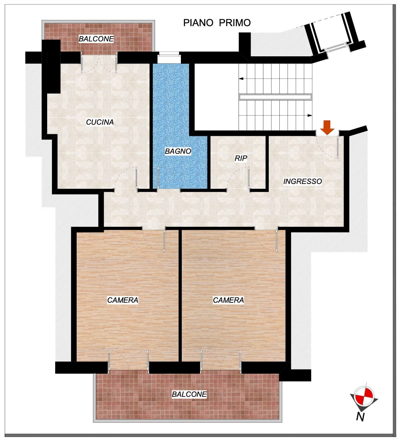 Three-room apartment via Nazario Sauro, Pinerolo - floor plans 1