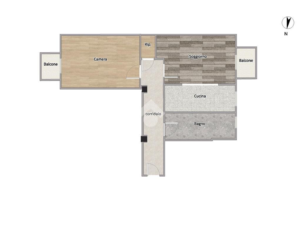 Two-room apartment Via Antonio Mosca, Milano (neighborhood Baggio) - floor plans 1