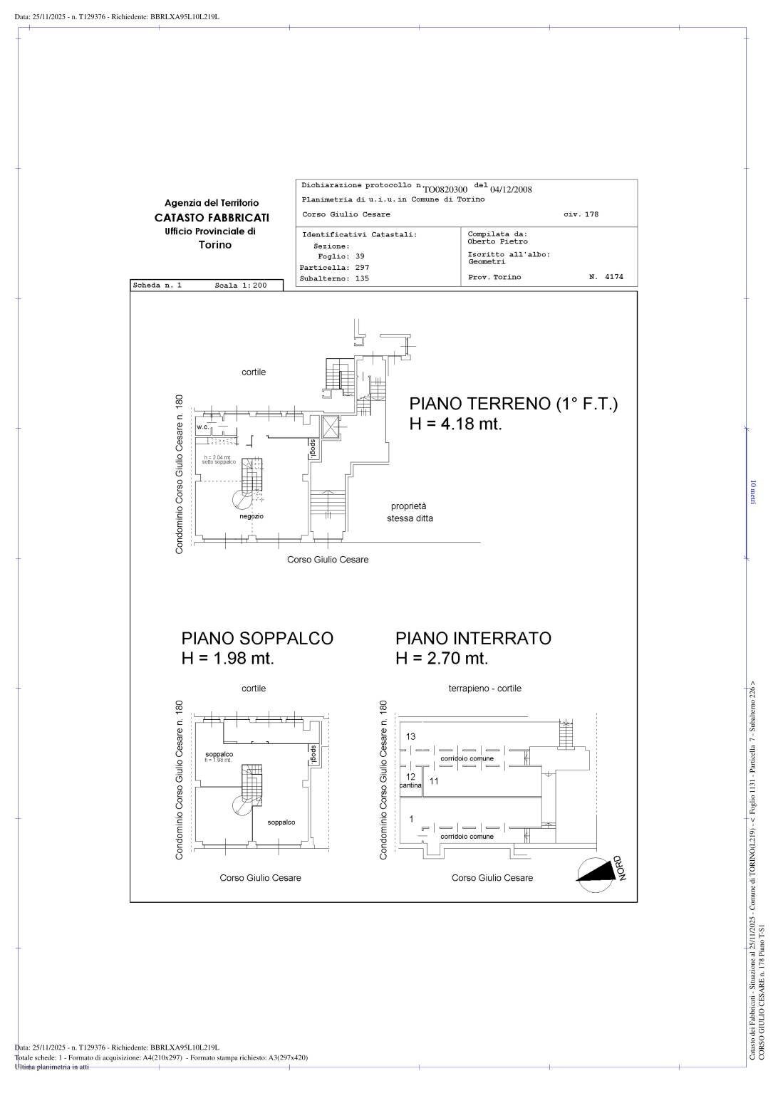 Negozio corso Giulio Cesare, 178, Torino (zona Regio Parco) - planimetria 1