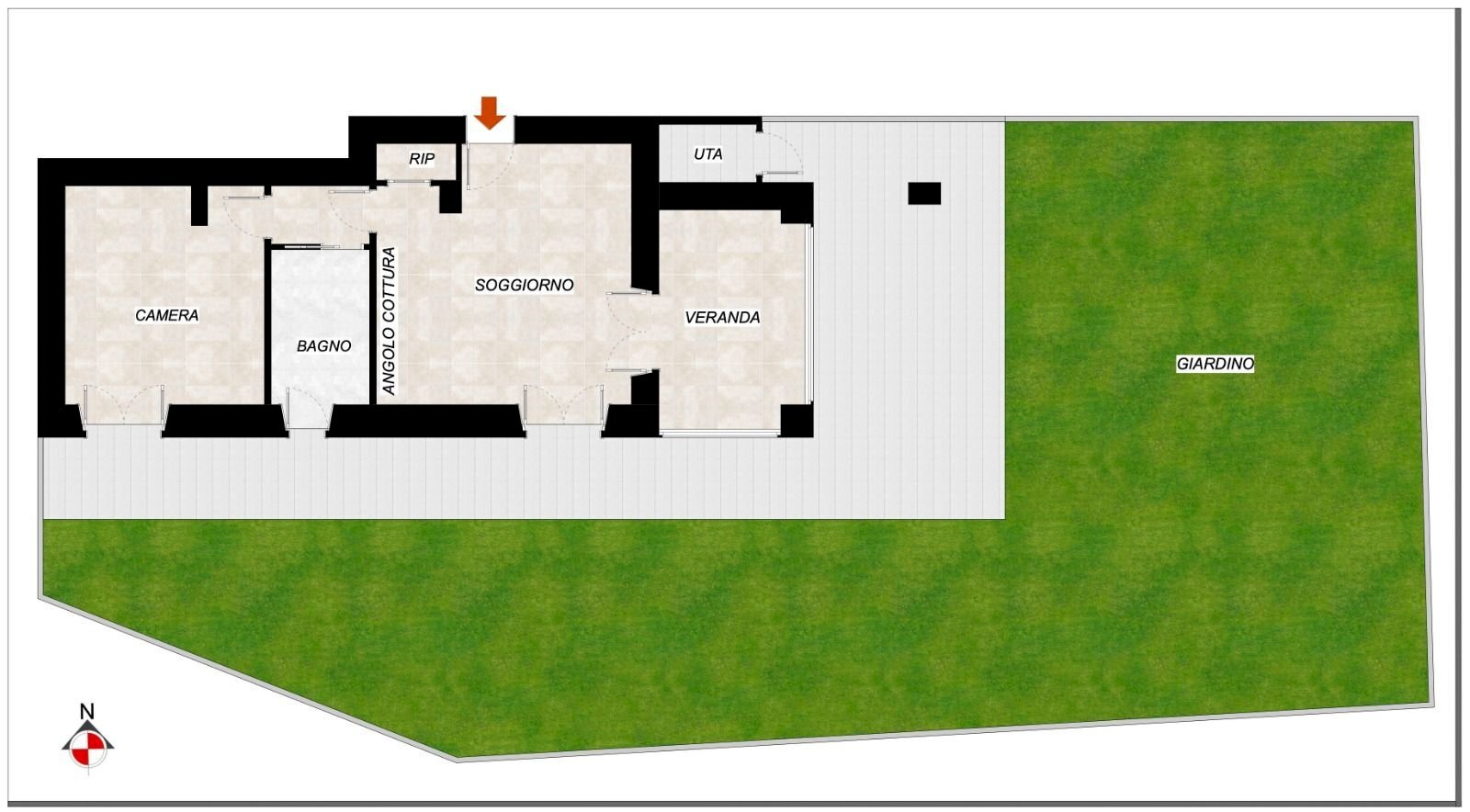 Trilocale via Cacherano di Bricherasio, Pinerolo - planimetria 1