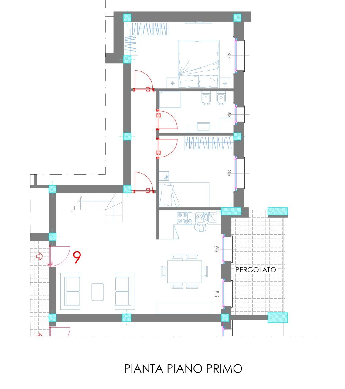 plan piano primo app. 9.png - Appartamento via canaletto, Castelnuovo Magra - planimetria 1