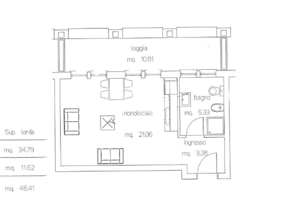 Monolocale Via generale Carlo dalla chiesa, Guastalla - planimetria 1