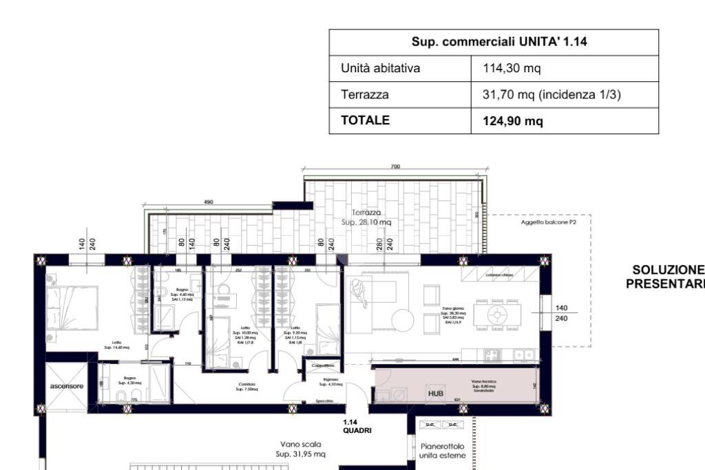 Four-room apartment via Alberto Sordi, Parma - floor plans 1