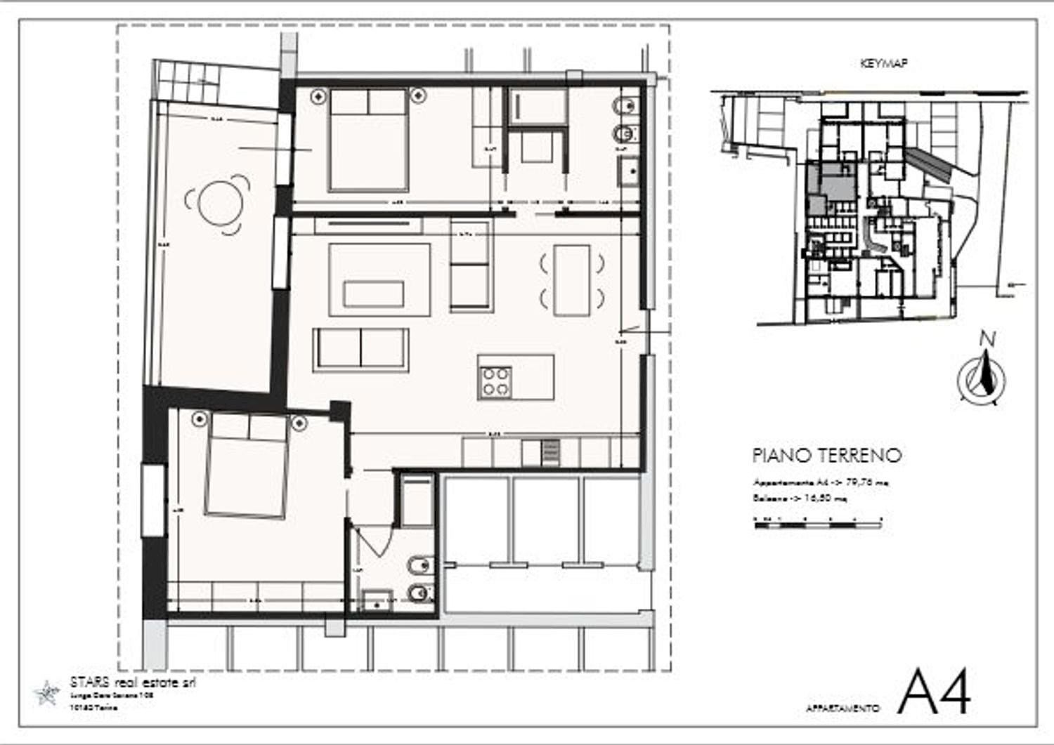 planimetria - Trilocale Lungomare delle Nazioni, San Bartolomeo al Mare - planimetria 1