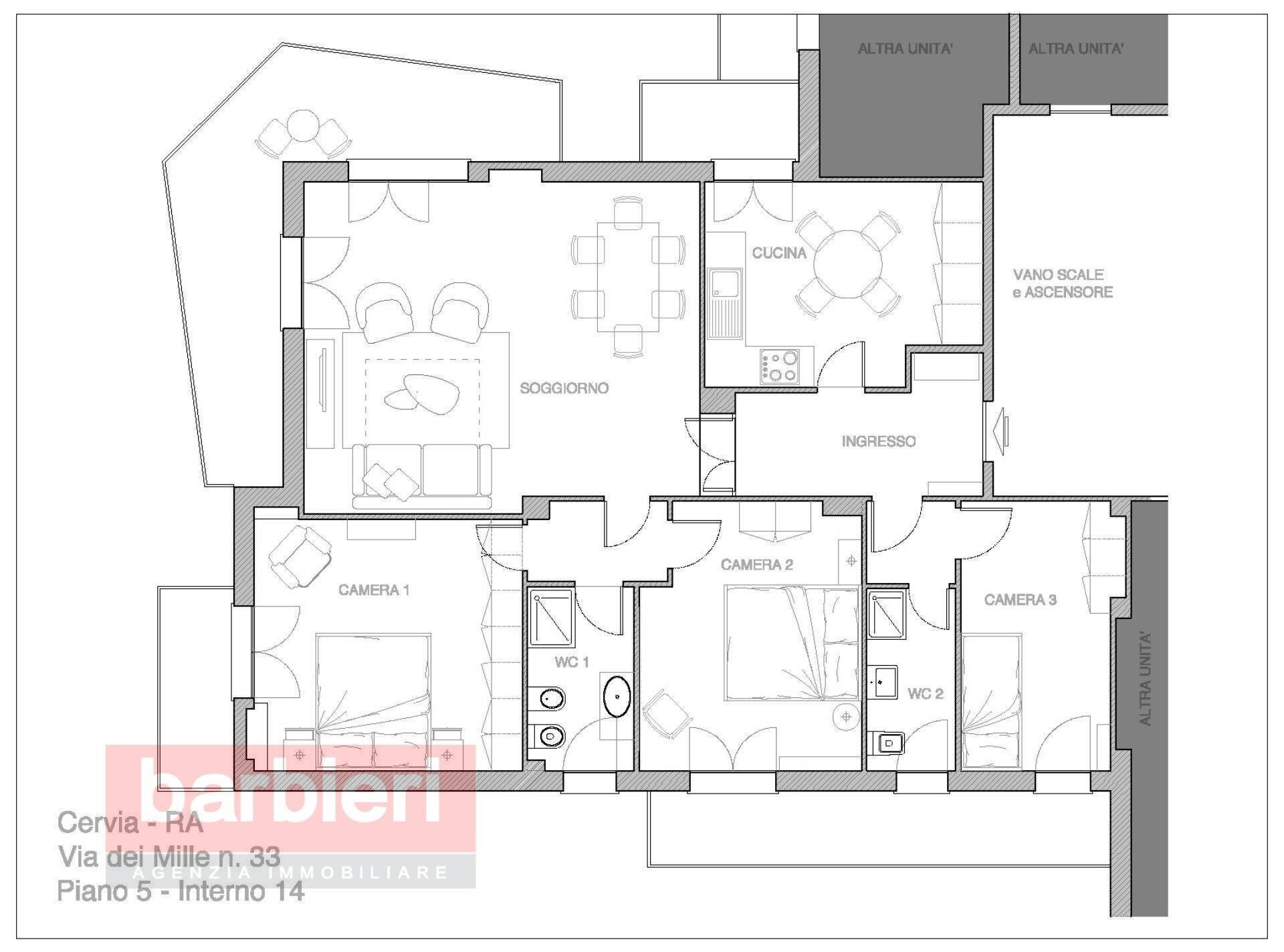 Foto 33 - Appartamento viale dei mlle
 
33, Cervia - planimetria 1