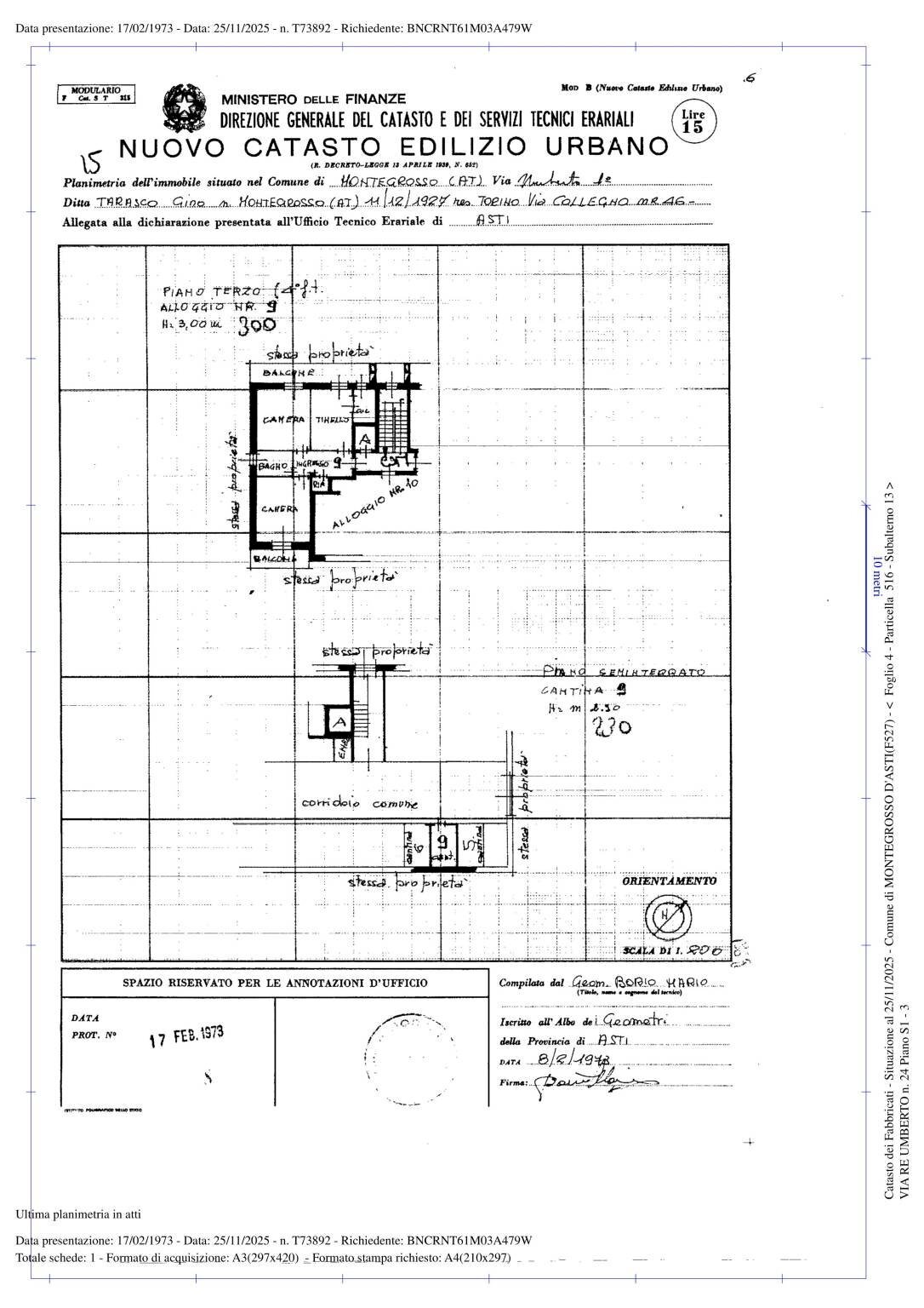 Trilocale via Re Umberto, Montegrosso d'Asti - planimetria 1