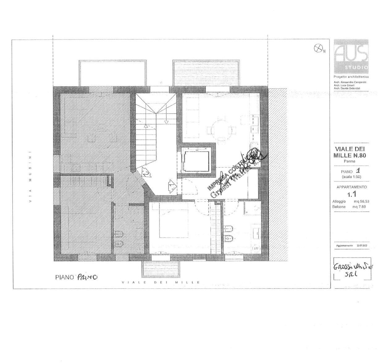 planimetria - Two-room apartment viale dei mille 80, Parma (neighborhood Oltretorrente) - floor plans 1