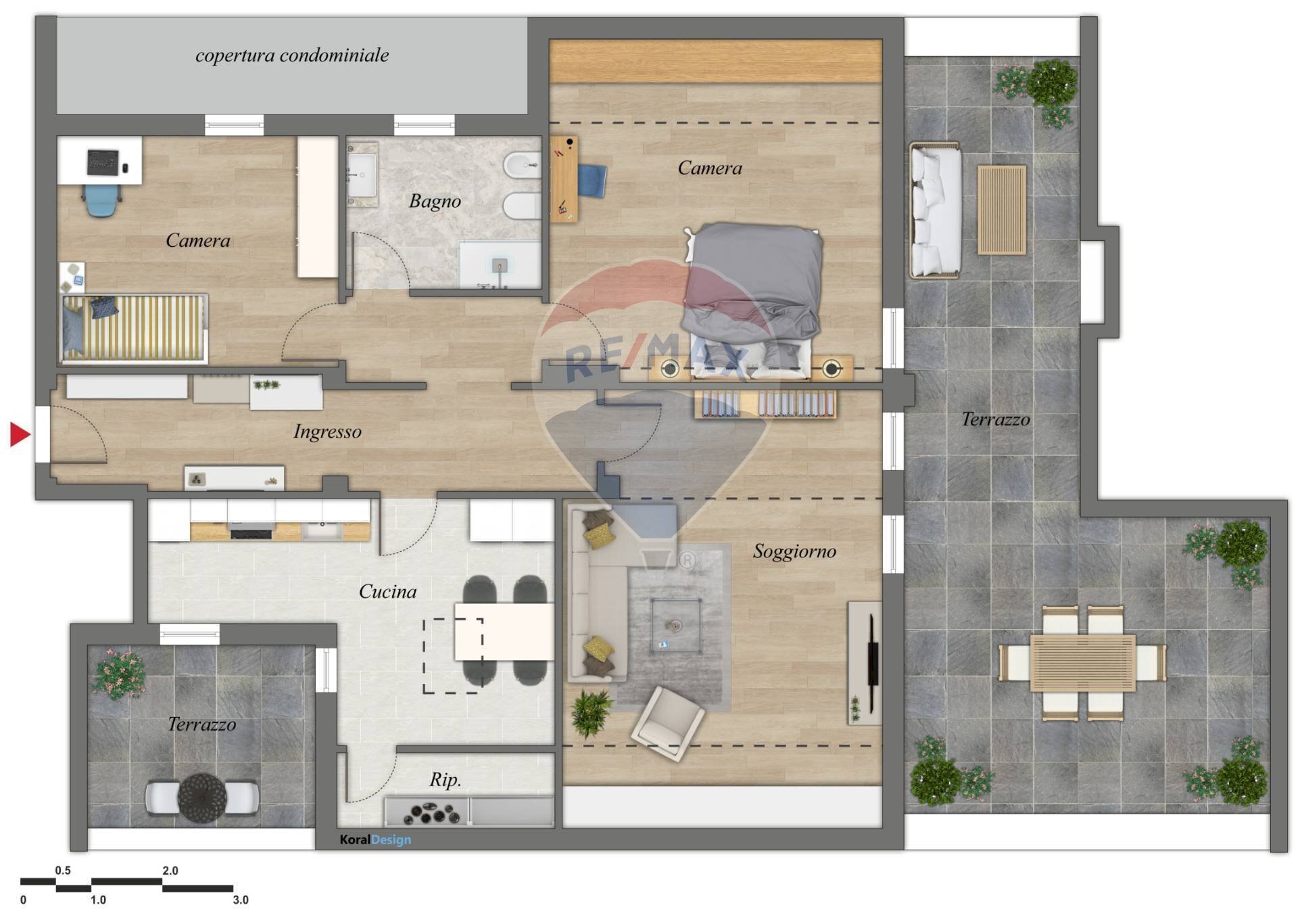 Pianta 2D - Attico Via Indipendenza
 
19, Viadana - planimetria 1