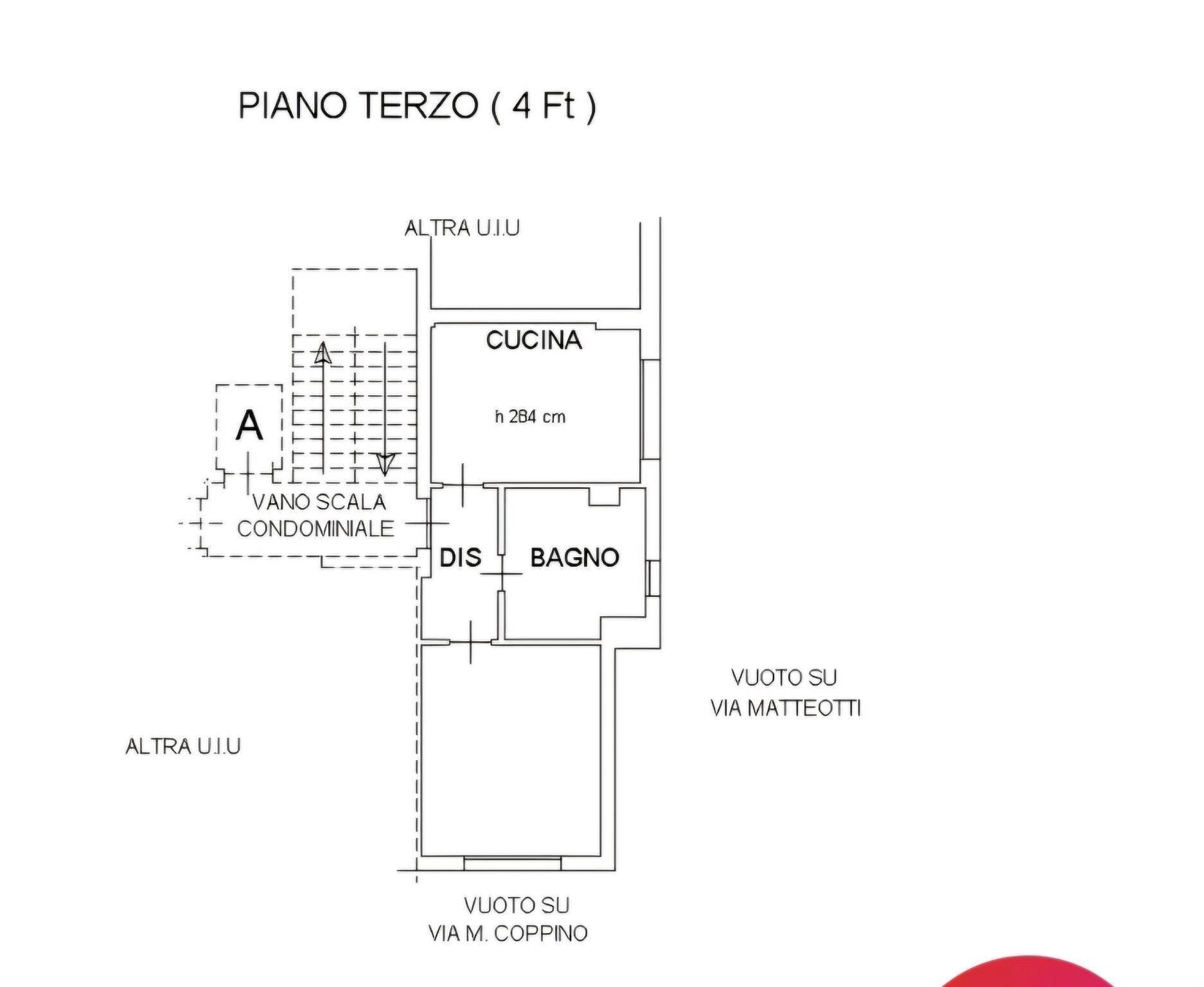 Bilocale via Michele Coppino, 27, Cuneo (zona Centro) - planimetria 1