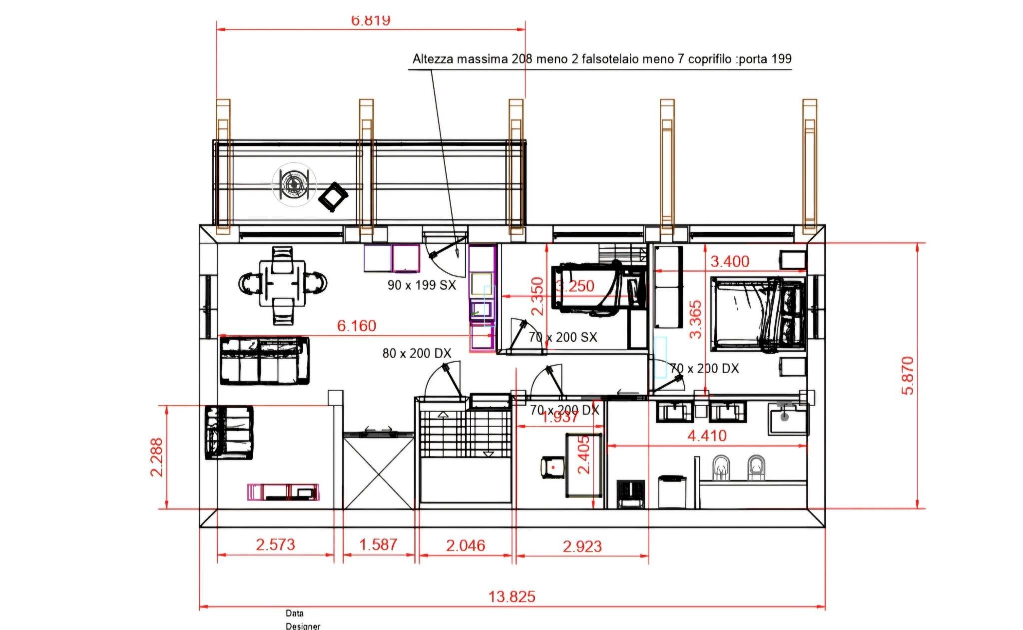 Quadrilocale via Basse di Stura, Vignolo - planimetria 1
