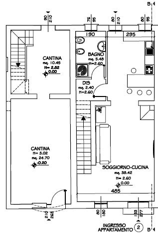 Piano terra - Zona giorno - Semi-detached house via Bergullo, 18, Imola - floor plans 1