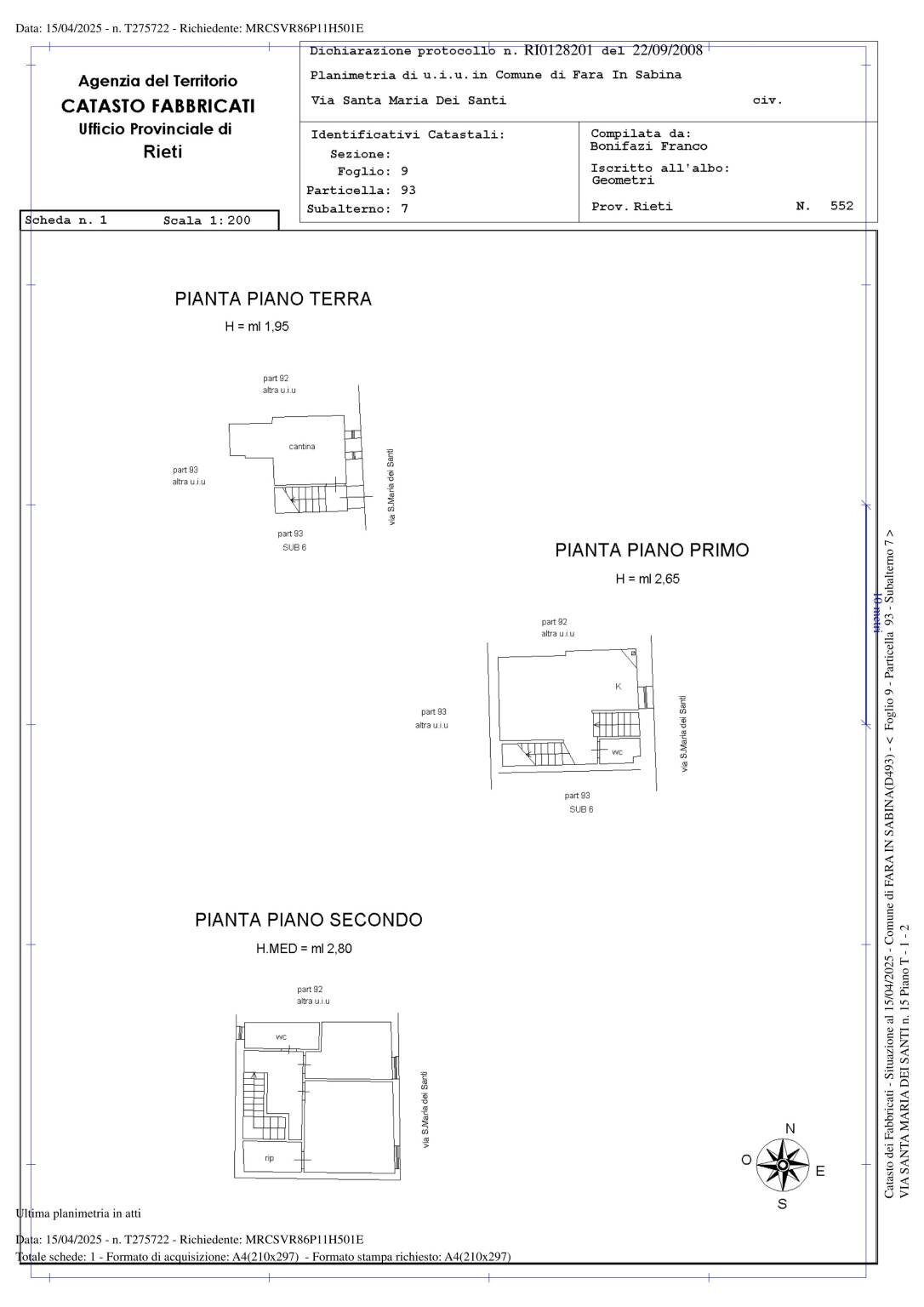 Three-room apartment via Santa Maria dei Santi, Fara in Sabina - floor plans 1