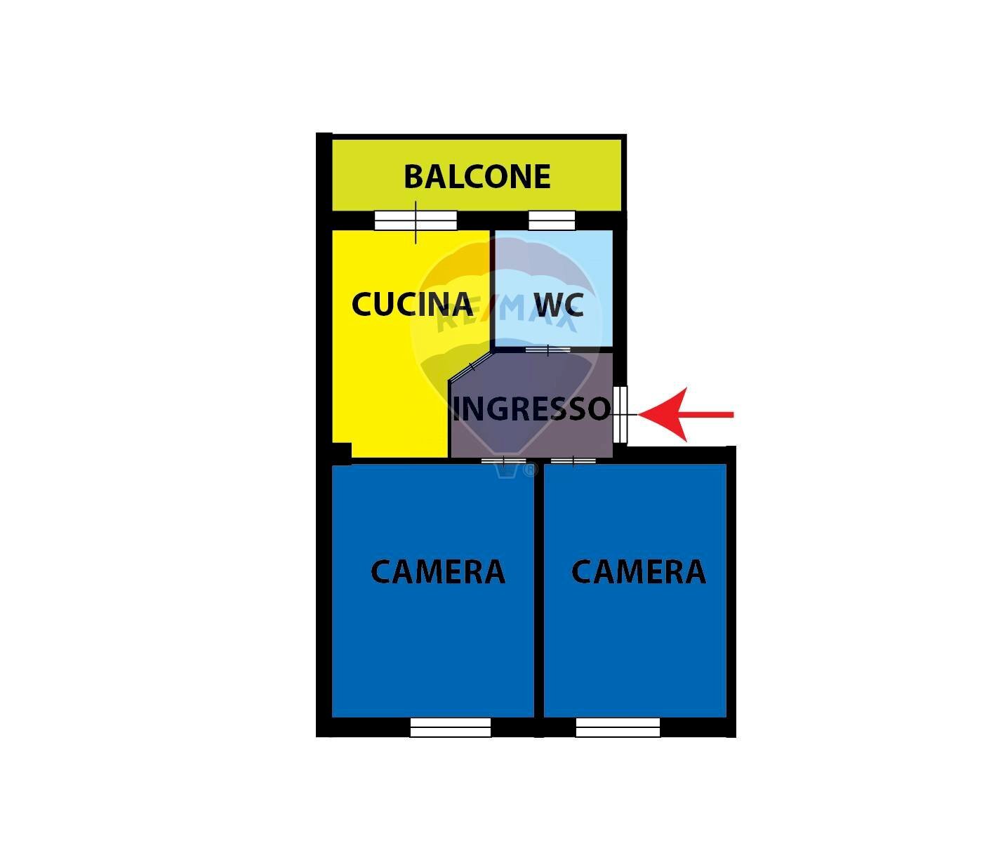Pianta 2D - Two-room apartment Corso Italia
 
162, Napoli - floor plans 1