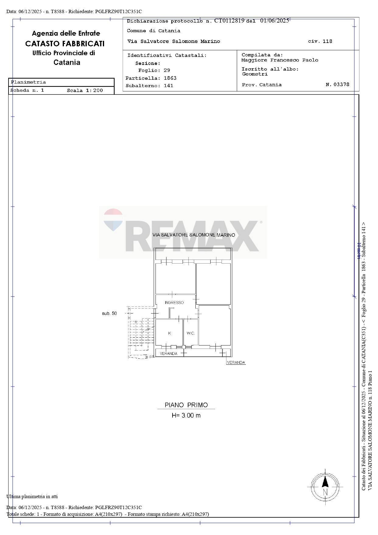 Pianta 2D - Trilocale Via Salvatore Salomone Marino
 
118, Catania - planimetria 1