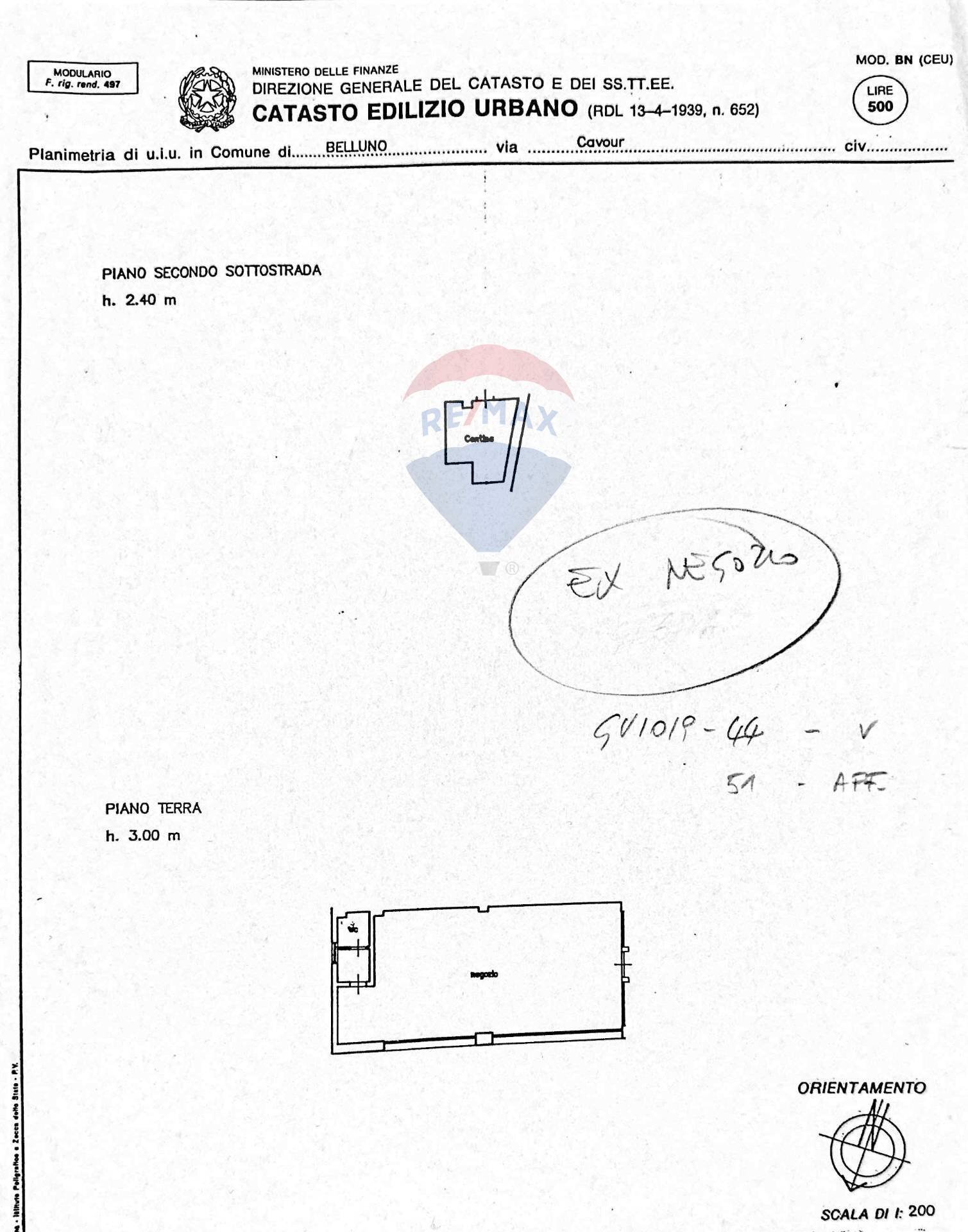 Pianta 2D - Negozio Via Cavour, Belluno - planimetria 1