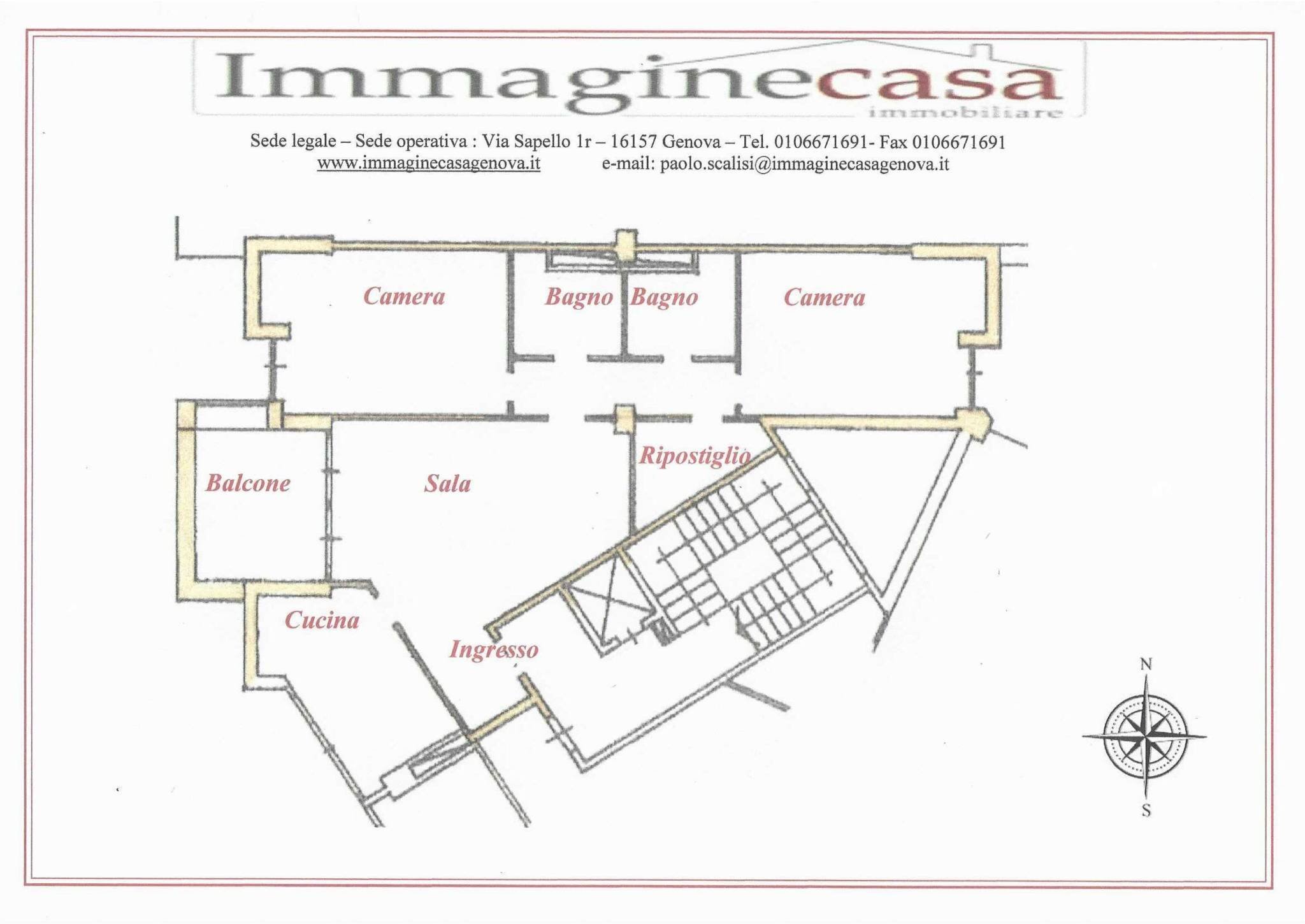 Trilocale via Emilio Salgari, Genova (zona Pegli) - planimetria 1