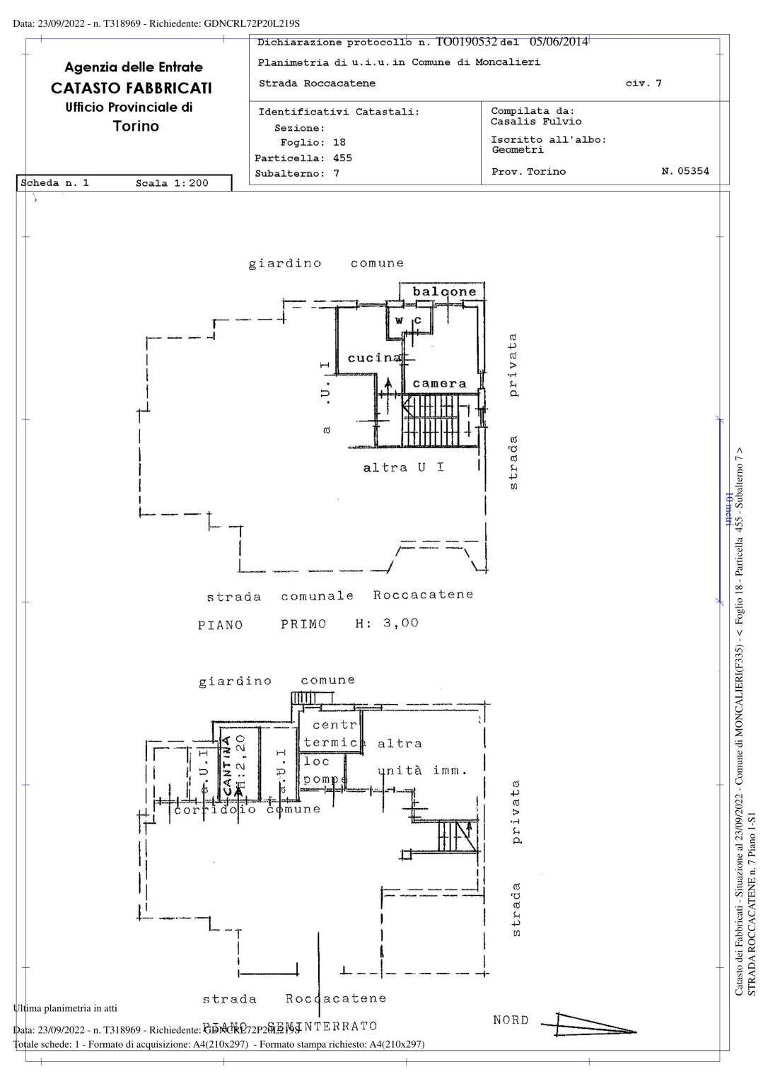 Bilocale strada Roccacatene, 7, Moncalieri - planimetria 1
