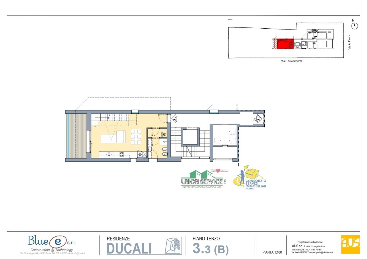 piano 3?_ zona giorno.jpg - Three-room apartment Via Alberto Pasini, Parma (neighborhood Pablo) - floor plans 1