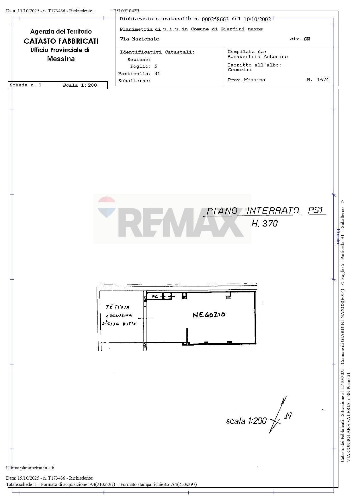 Pianta 2D - Laboratorio Via Consolare Valeria
 
118, Giardini-Naxos - planimetria 1