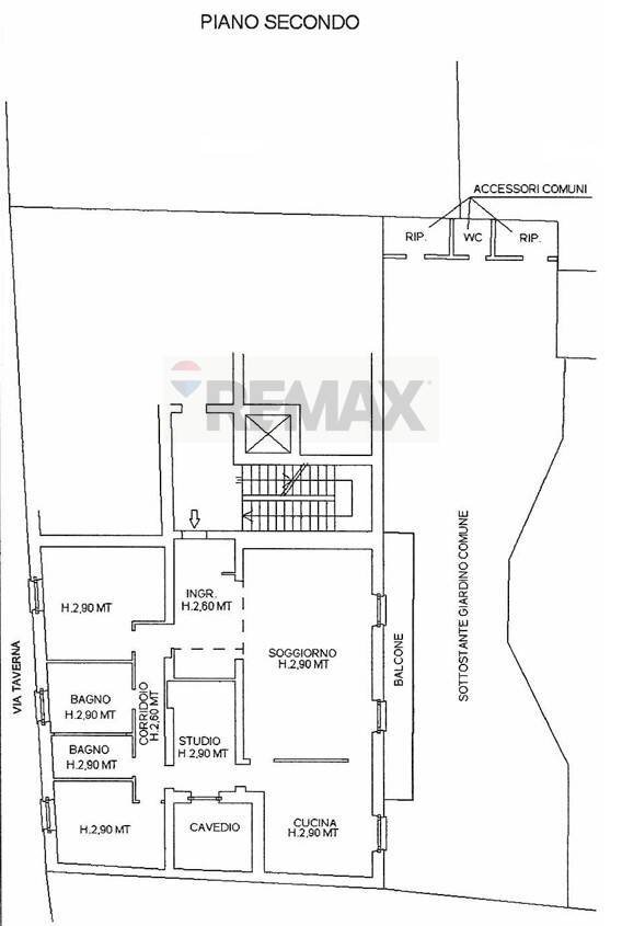 Pianta 2D - Quadrilocale Via Giuseppe Taverna
 
86, Piacenza - planimetria 1
