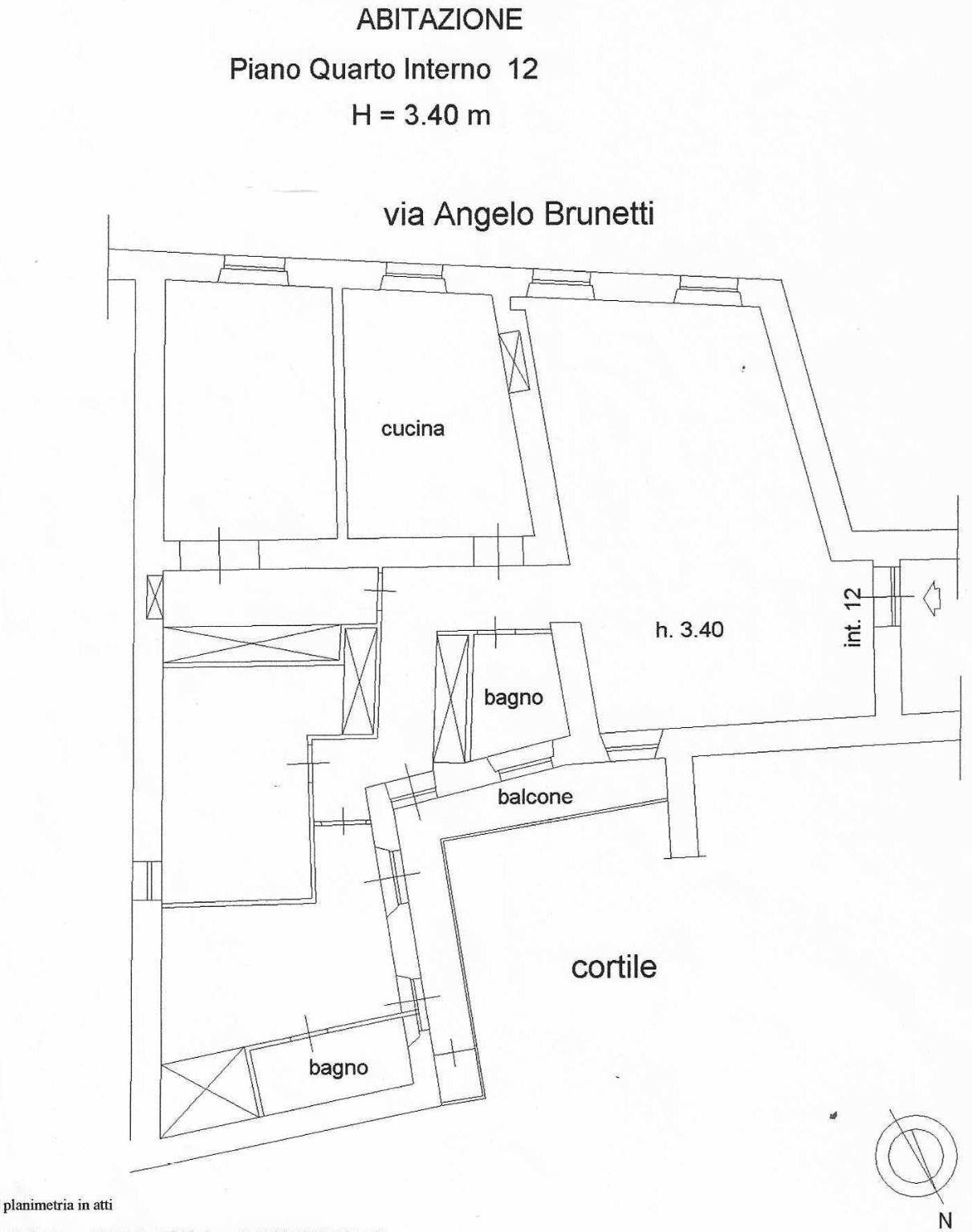 Quadrilocale via Angelo Brunetti, Roma (zona Centro Storico) - planimetria 1