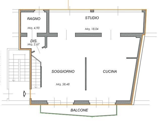 1.jpg - Trilocale Piazza Roma 10, Albano Vercellese - planimetria 1