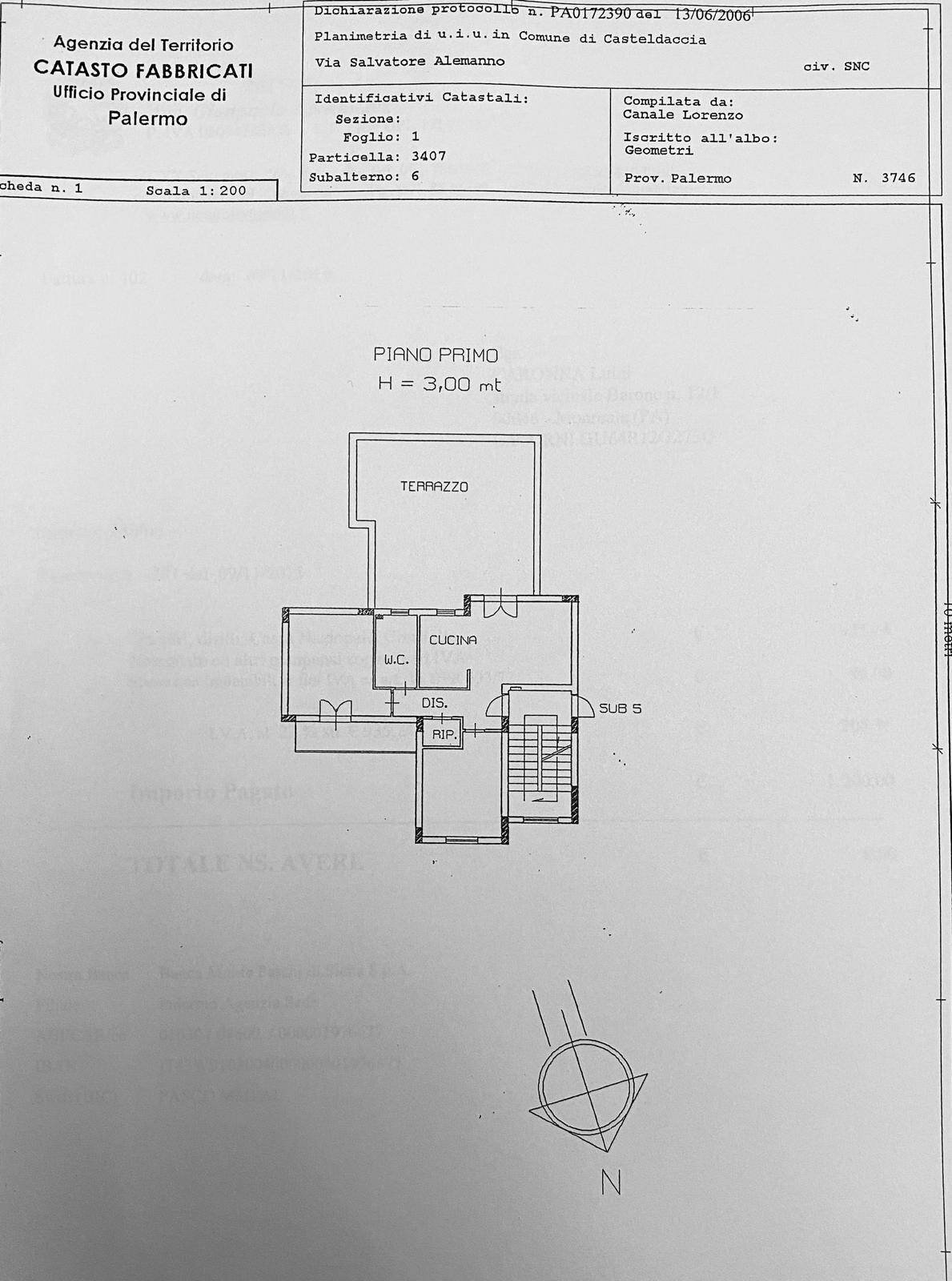 Foto 18 - Quadrilocale Via Salvatore Aleramo
 
3, Casteldaccia - planimetria 1
