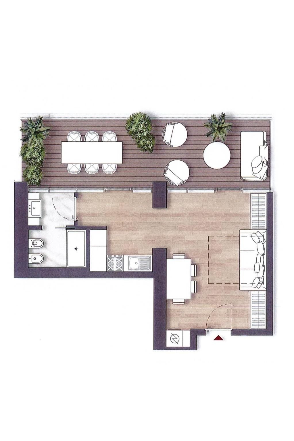 One-room apartment piazzale John Fitzgerald Kennedy, Genova - floor plans 1