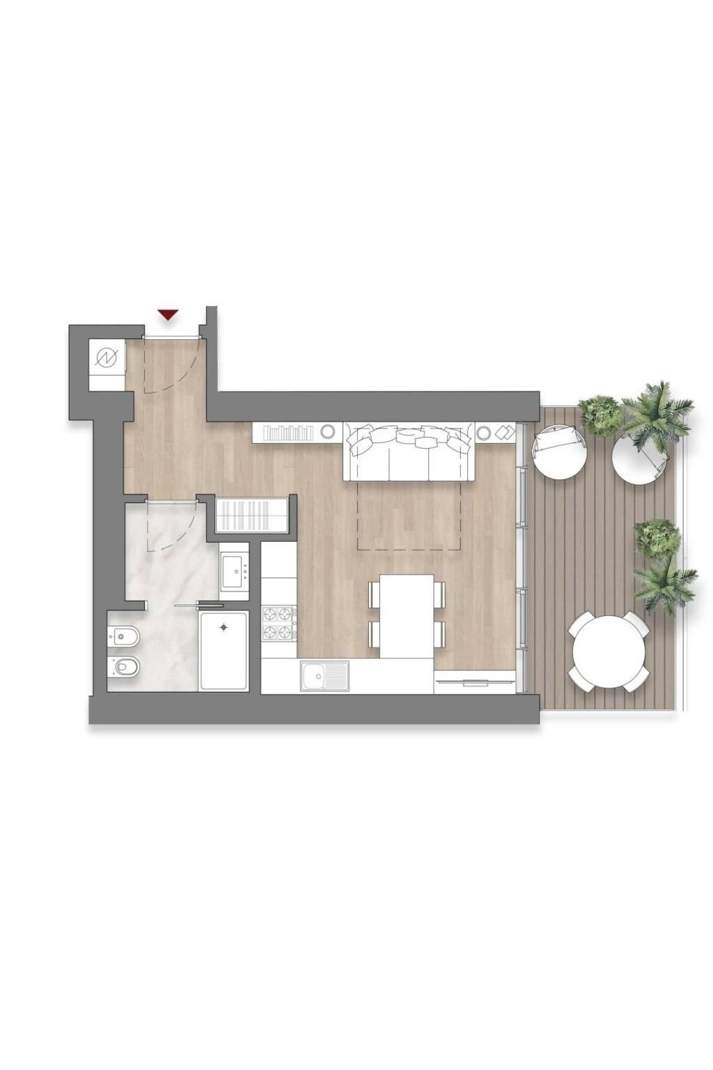One-room apartment piazzale John Fitzgerald Kennedy, Genova - floor plans 1