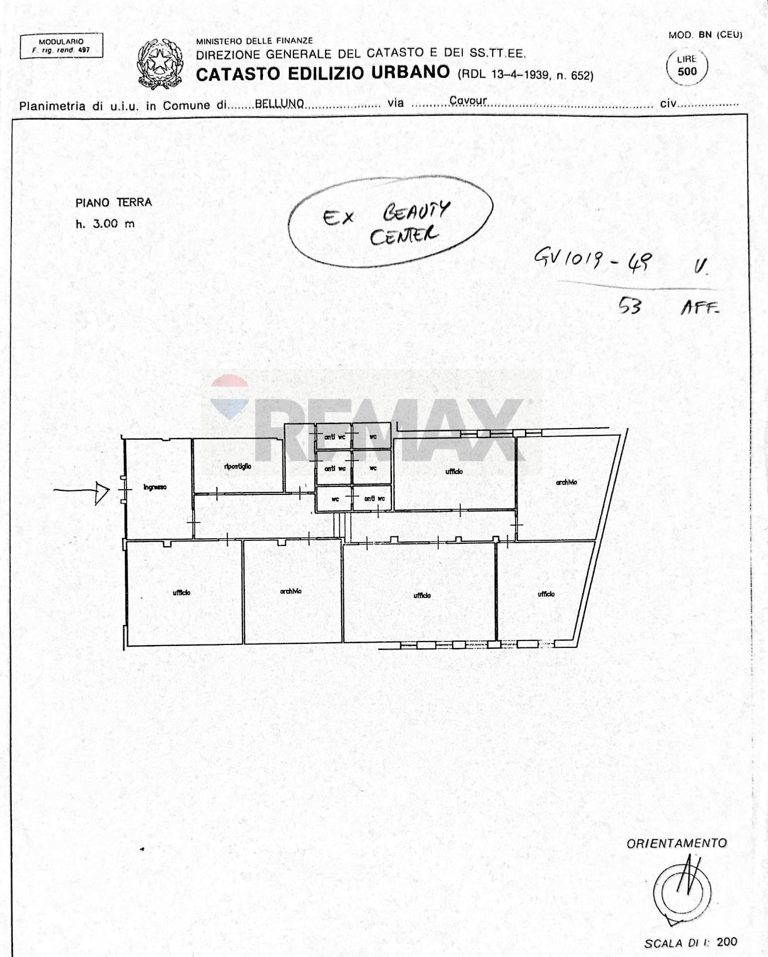 Pianta 2D - Negozio Via Cavour, Belluno - planimetria 1