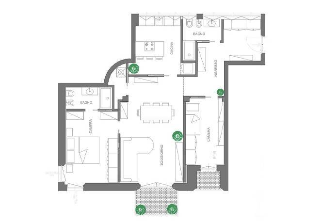 Planimetria - Trilocale via mazzini, Bergamo - planimetria 1