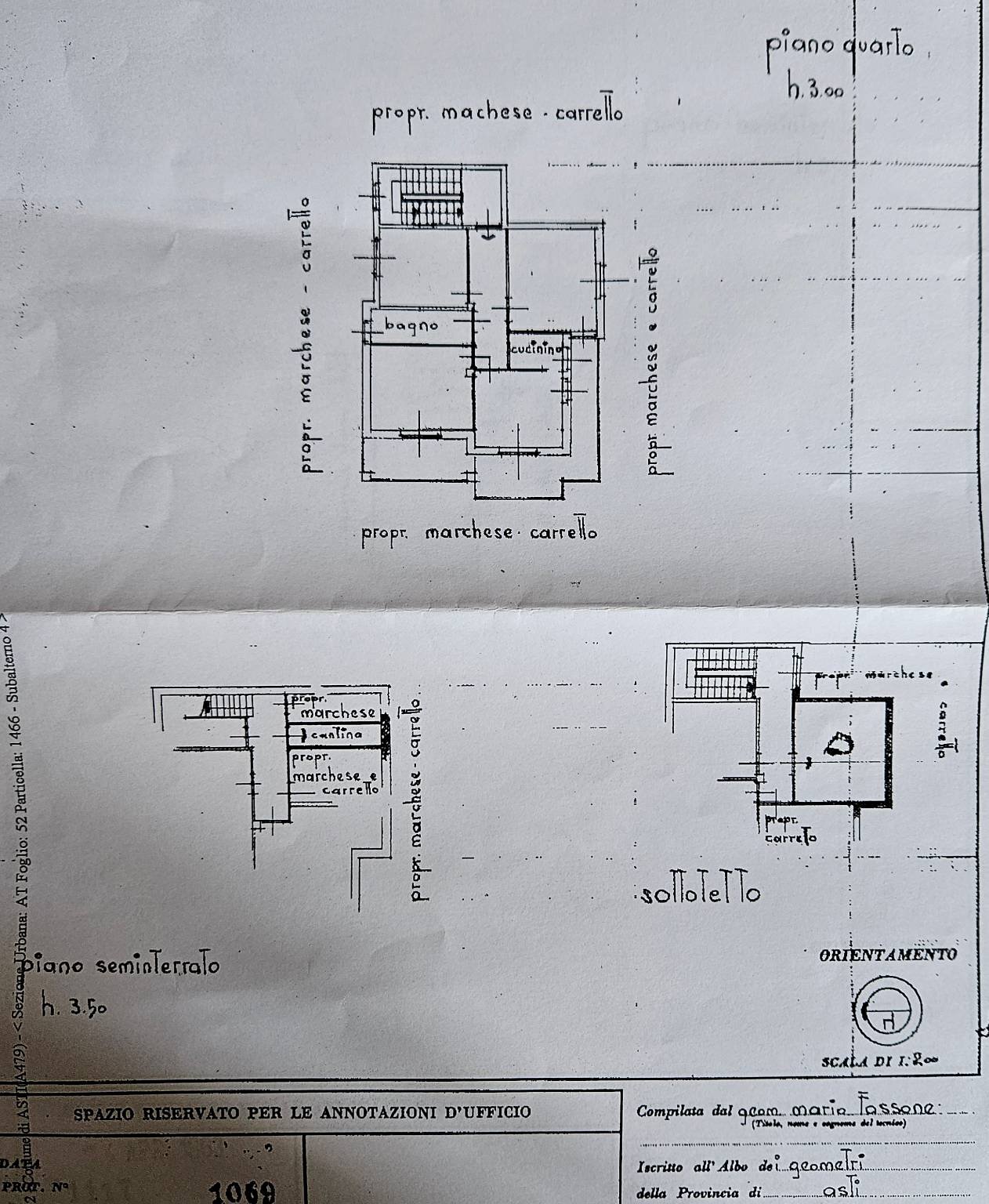 Quadrilocale via Leonardo Bistolfi, 24, Asti - planimetria 1