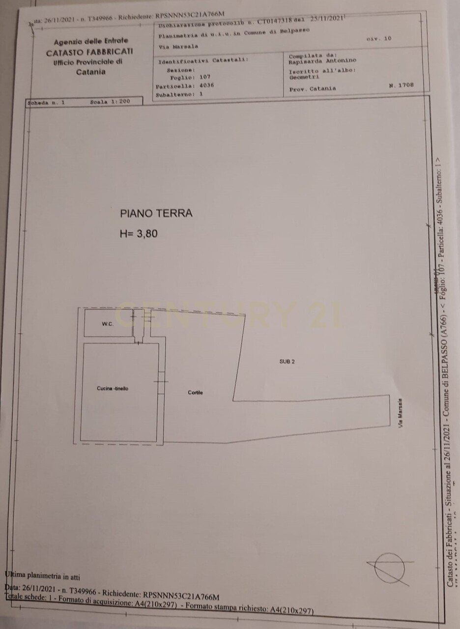 planimetria v marsala.jpeg - Rustico Via Marsala 10, Belpasso - planimetria 1