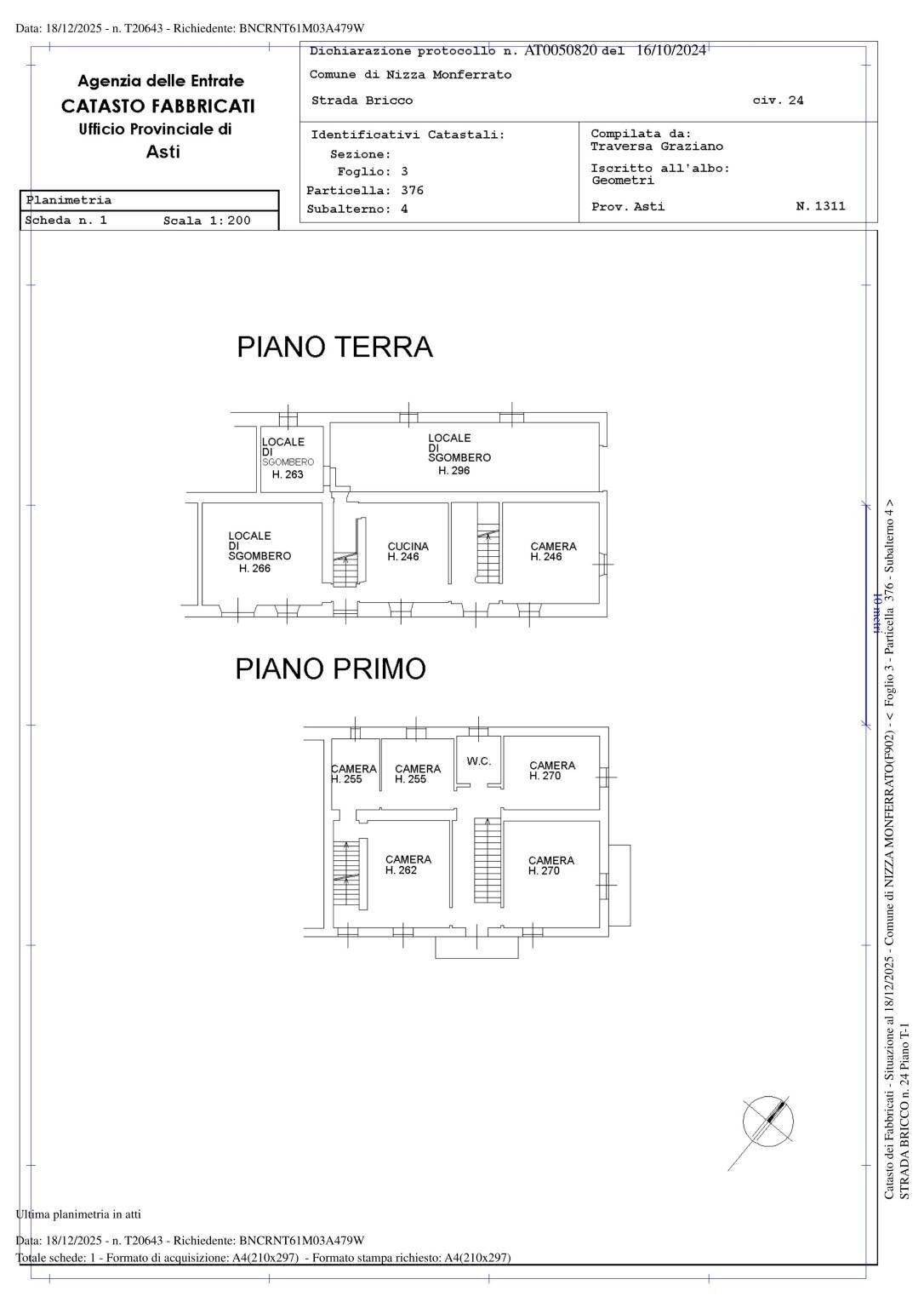 Rustico strada Bricco, Nizza Monferrato - planimetria 1