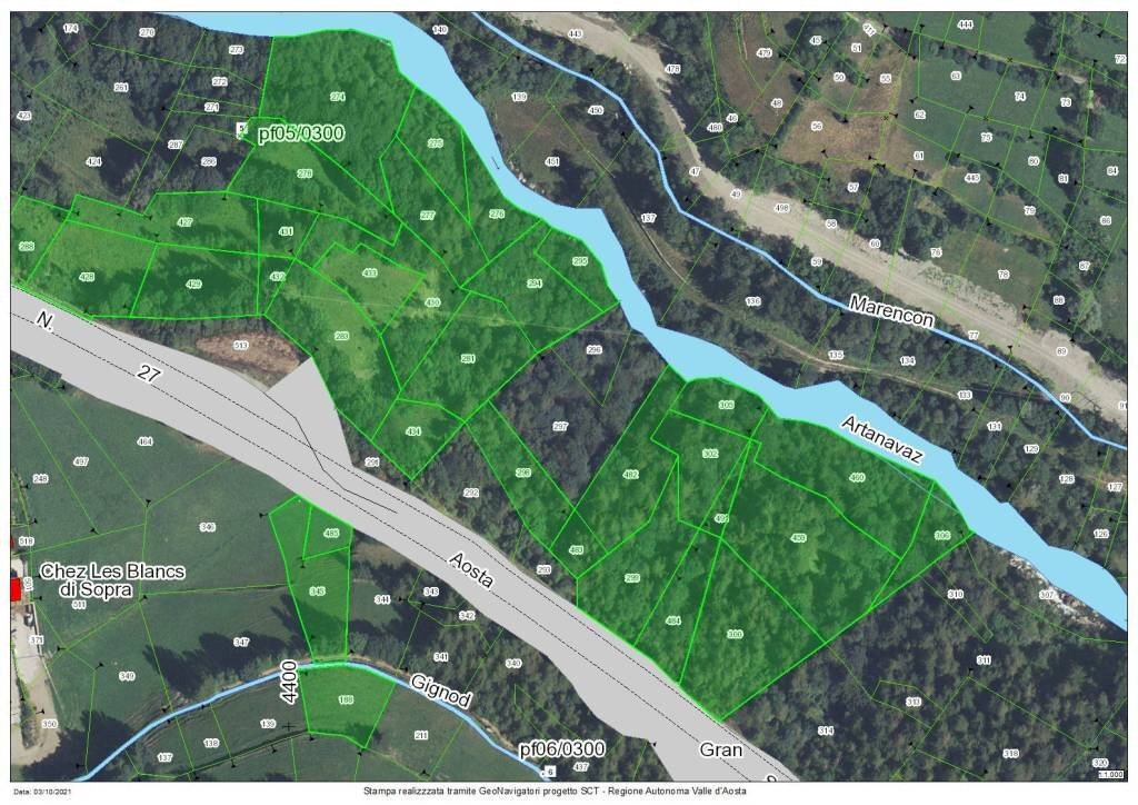 Mappa - Terreno agricolo Hameau de Chez les Blanc Dessus, Etroubles - foto 1