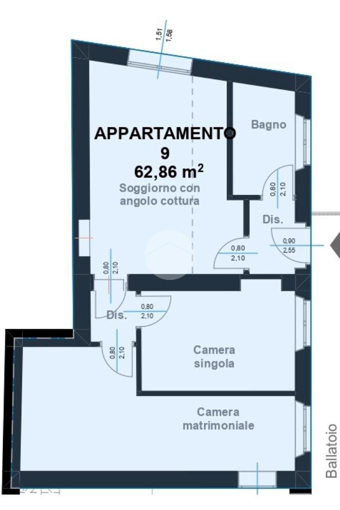 Three-room apartment Via Achille Grandi, Cormano - floor plans 1