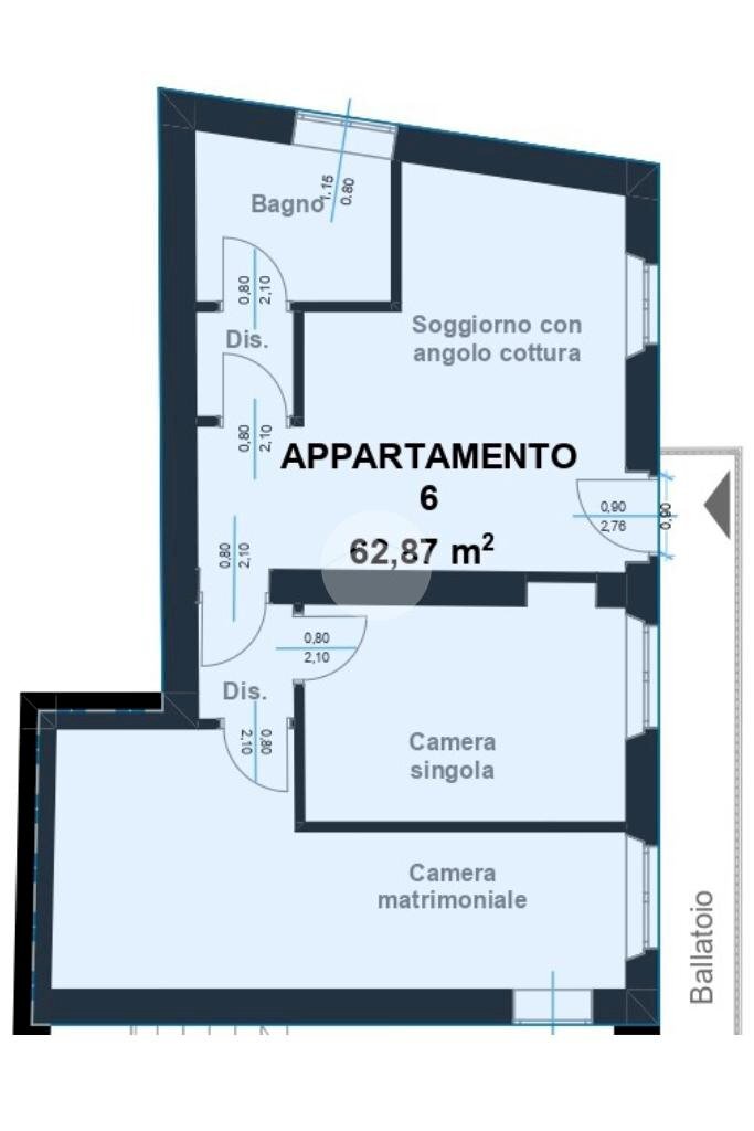 Three-room apartment Via Achille Grandi, Cormano - floor plans 1